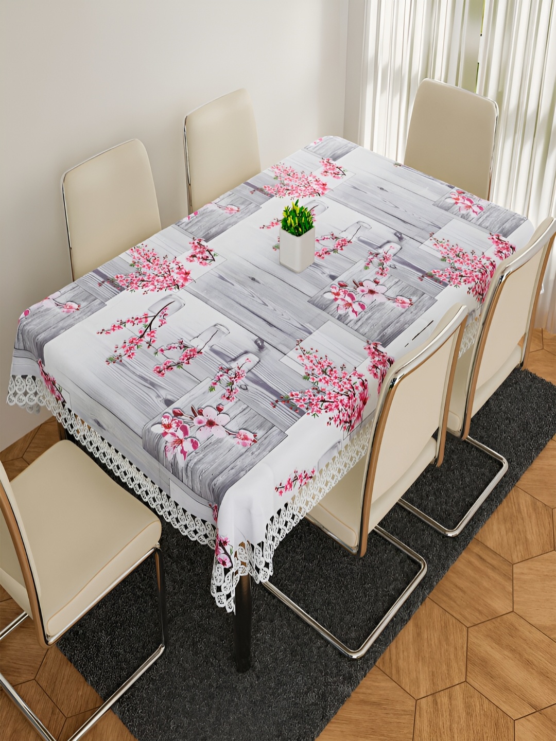 

Kuber Industries Grey Printed 6-Seater Table Cover