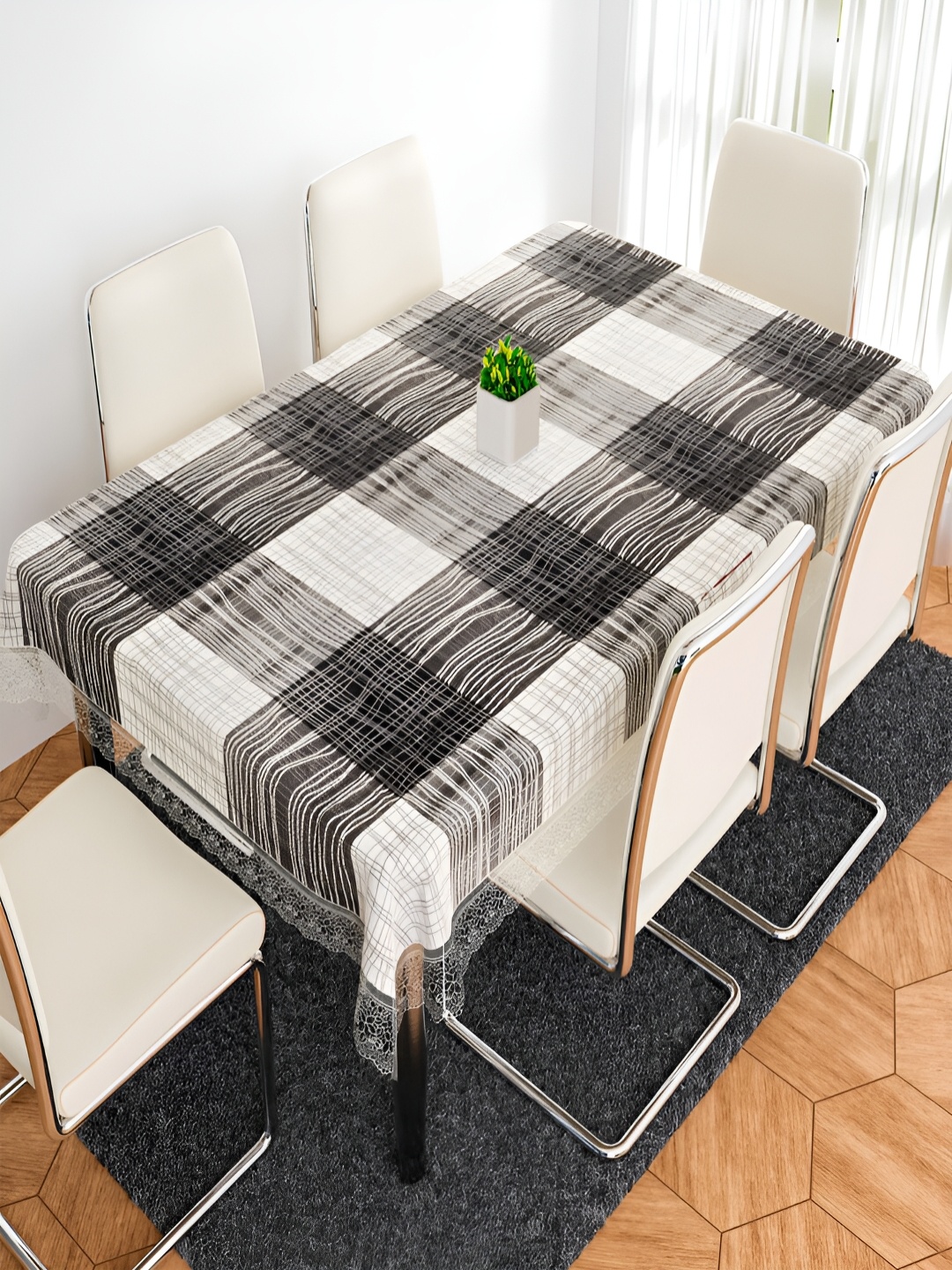 

Kuber Industries Grey Printed 6-Seater Table Cover