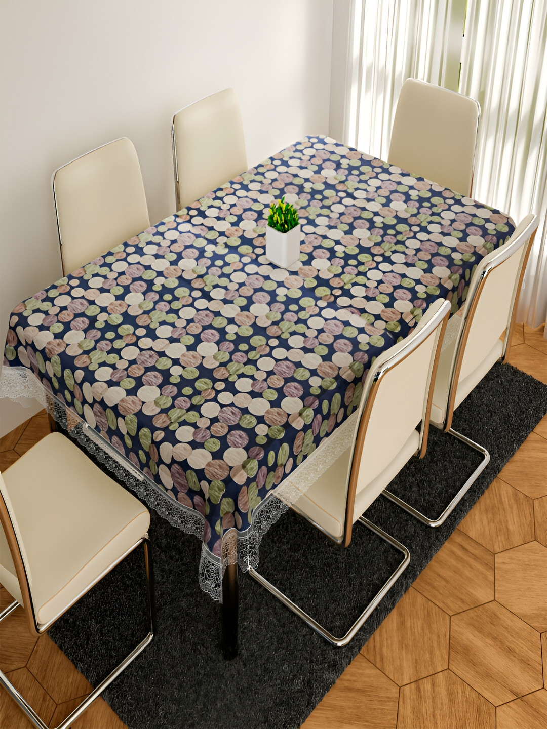 

Kuber Industries Blue & Green Geometric Printed Anti-Skid 6-Seater Table Cover
