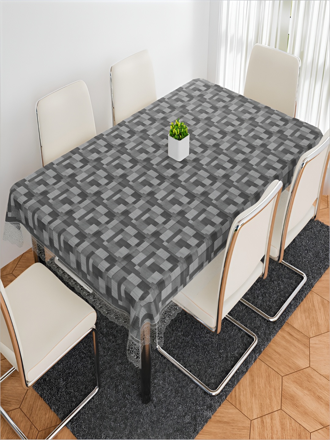 

Kuber Industries Grey Printed 6-Seater Table Cover