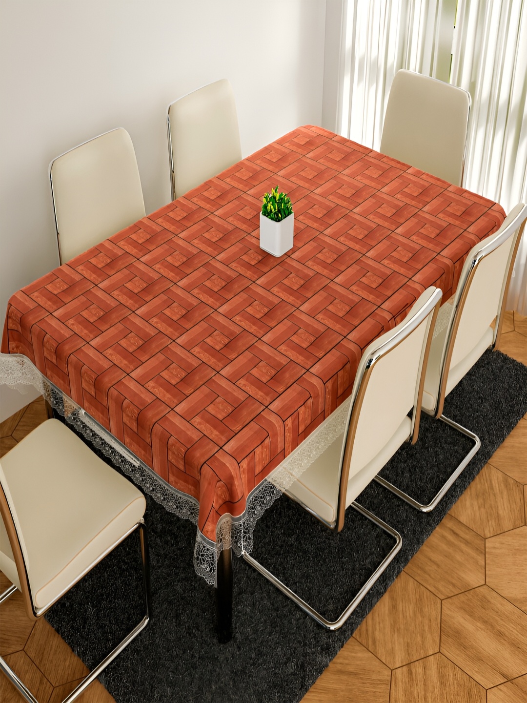 

Kuber Industries Brown Anti-Skid 6-Seater Table Cover