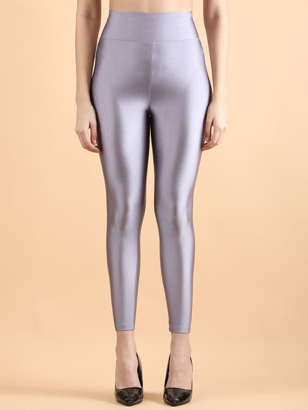 DUNBERRY LONDON High Waist Plus Ankle Length Shimmer Leggings, Grey