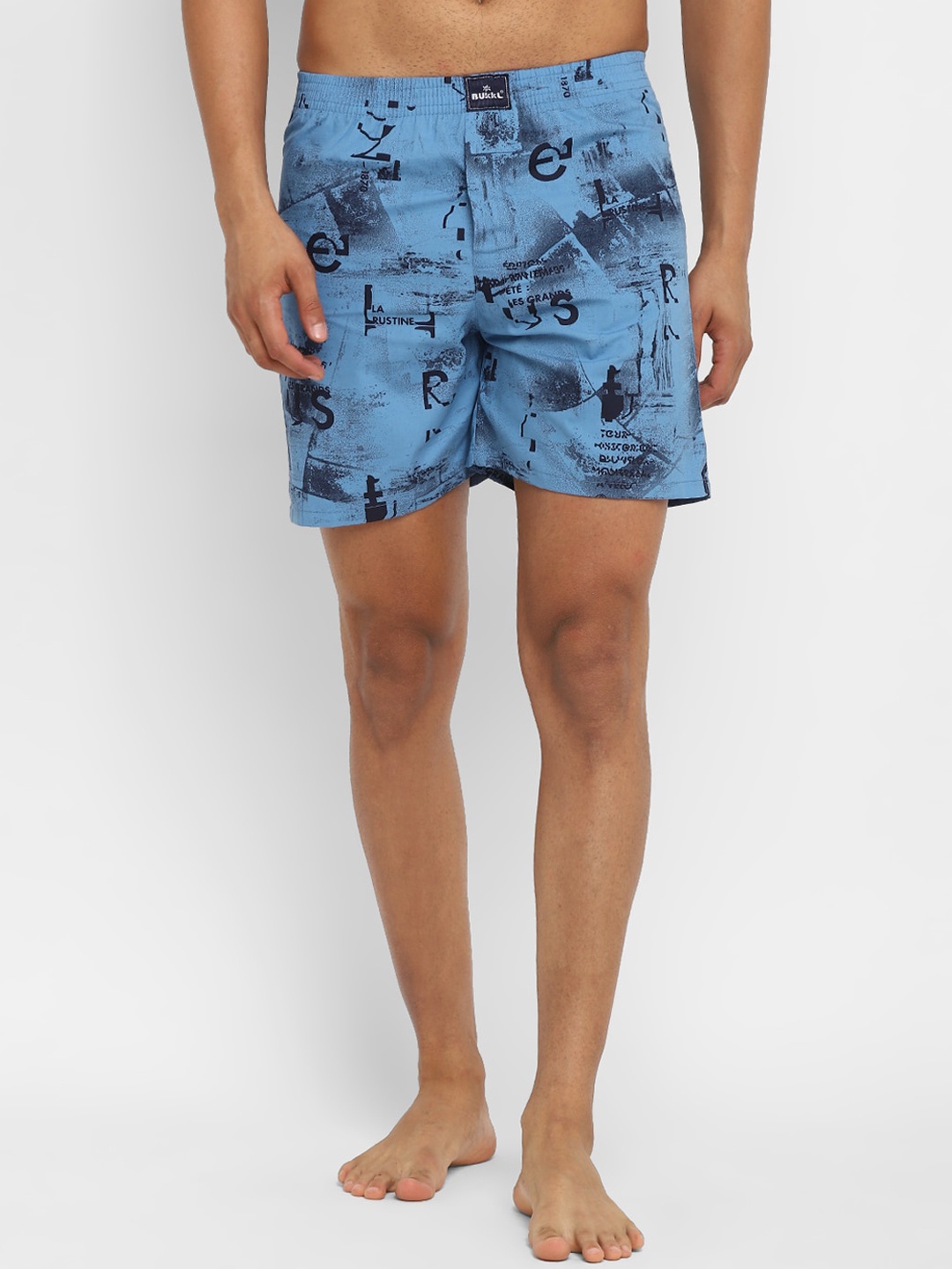

Bukkl Printed Mid Rise Pure Cotton Boxers LAFFER-7-Blue