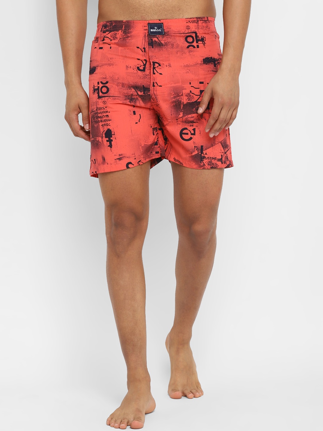 

Bukkl Printed Mid-Rise Pure Cotton Boxer LAFFER-7-Orange