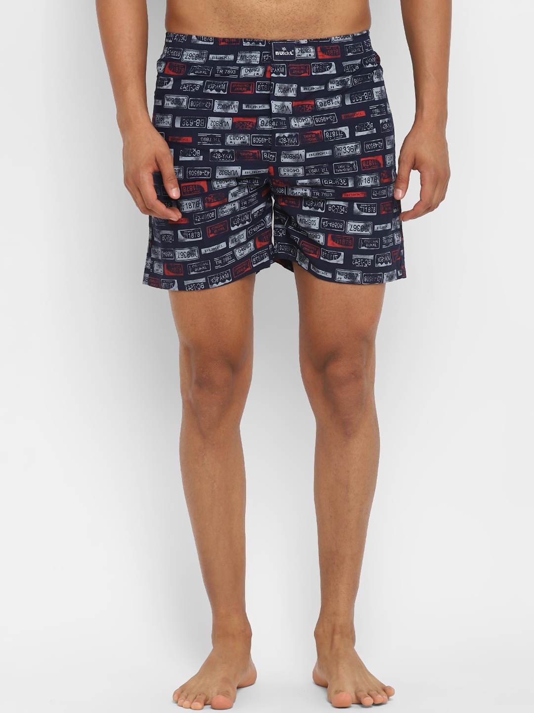 

Bukkl Abstract Printed Mid Rise Breathable Pure Cotton Boxers 62071100, Navy blue