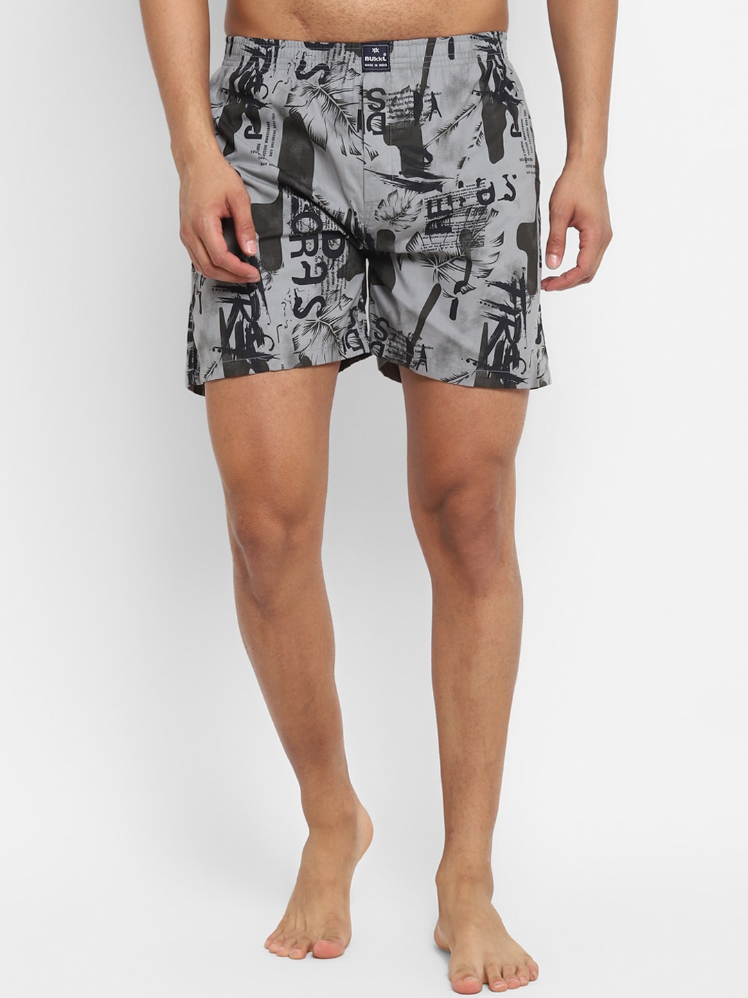

Bukkl Typography Printed Pure Cotton Boxers LAFFER-13-Grey