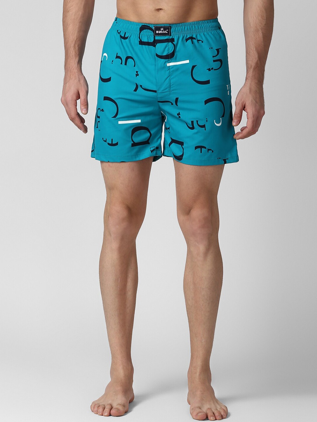 

Bukkl Typography Printed Pure Cotton Boxers LAFFER-2-Blue