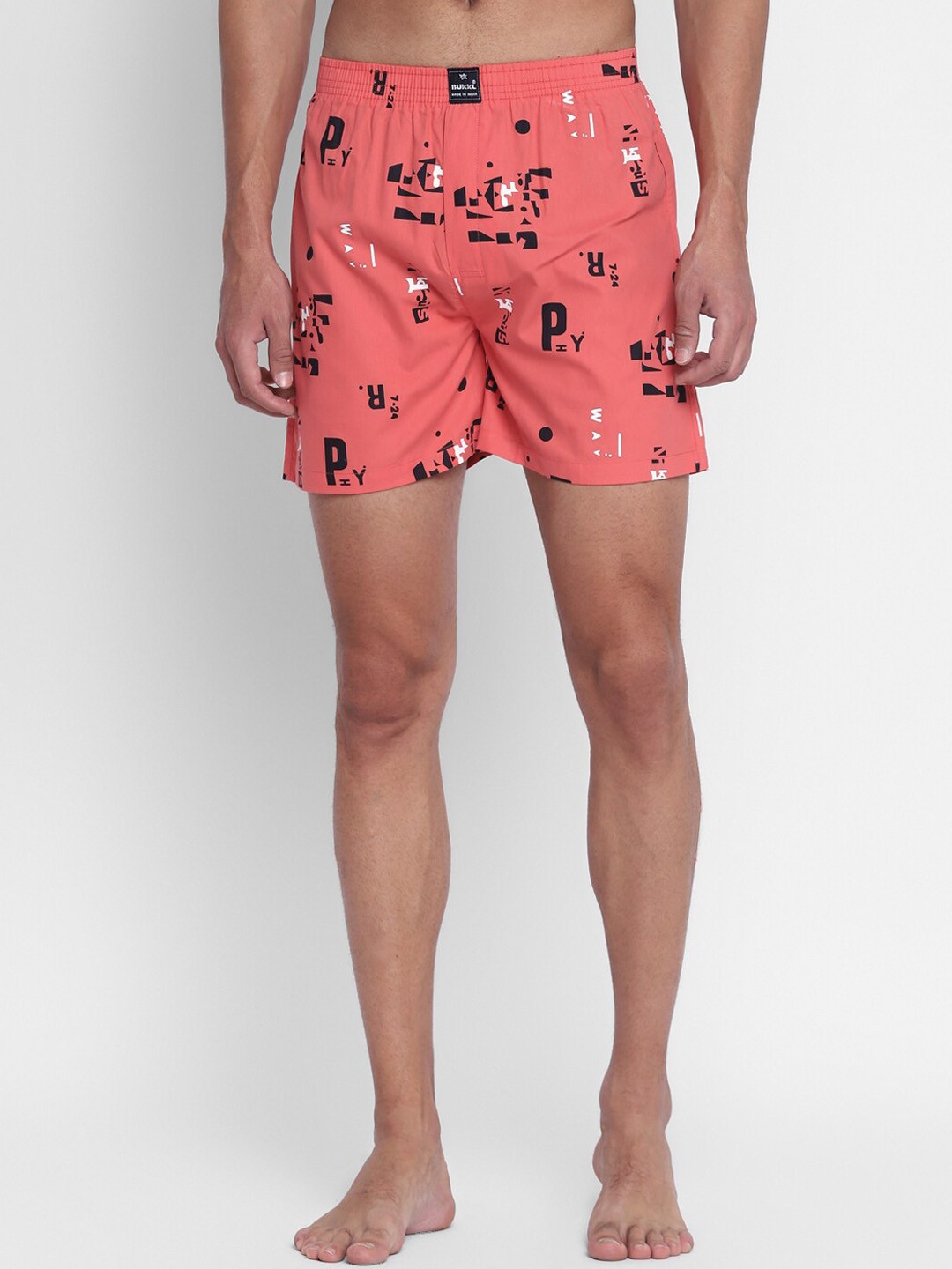

Bukkl Typography Printed Pure Cotton Boxers LAFFER-11-Orange, Peach