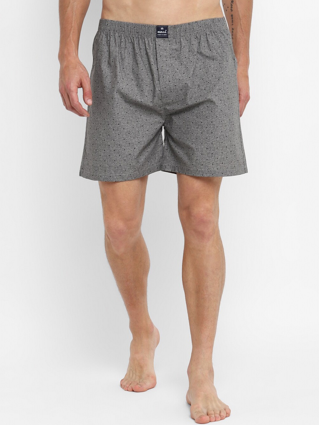 

Bukkl Printed Pure Cotton Boxers LAFFER-15, Grey