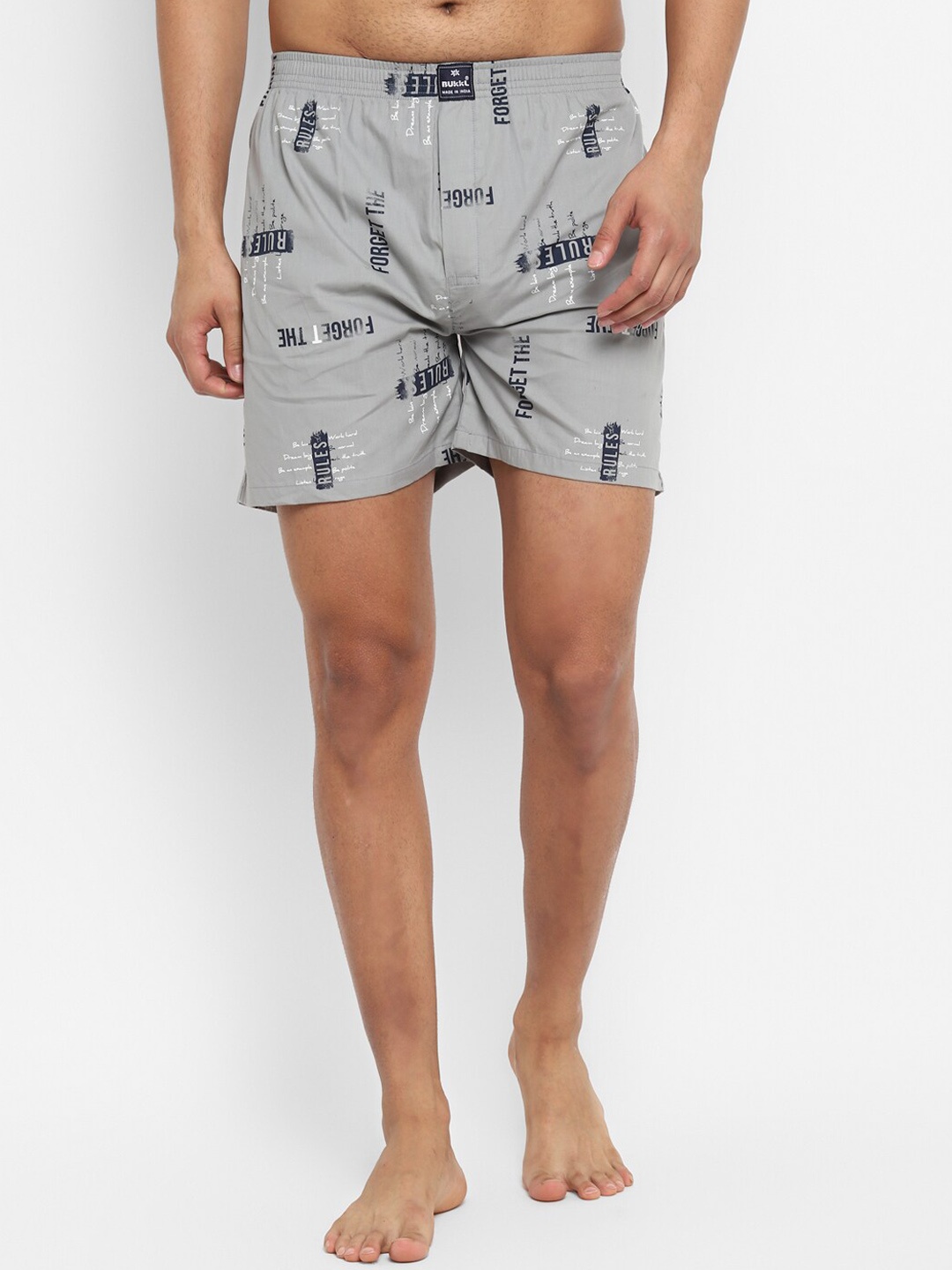 

Bukkl Printed Pure Cotton Boxers LAFFER-12-Grey