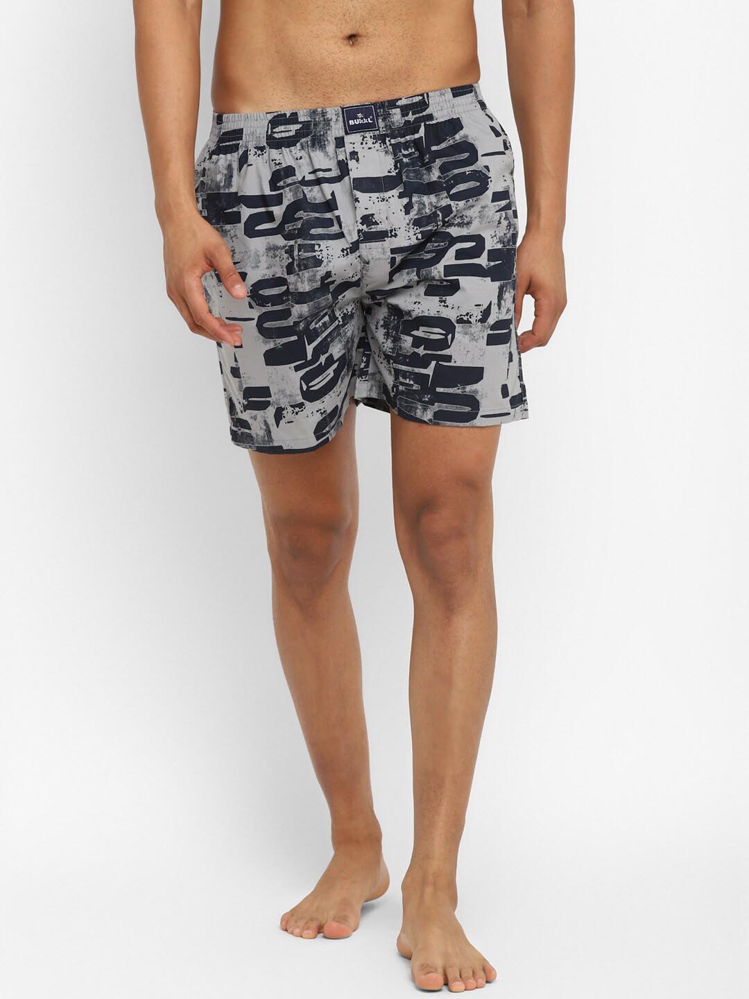 

Bukkl Printed Pure Cotton Boxers LAFFER-9-Grey