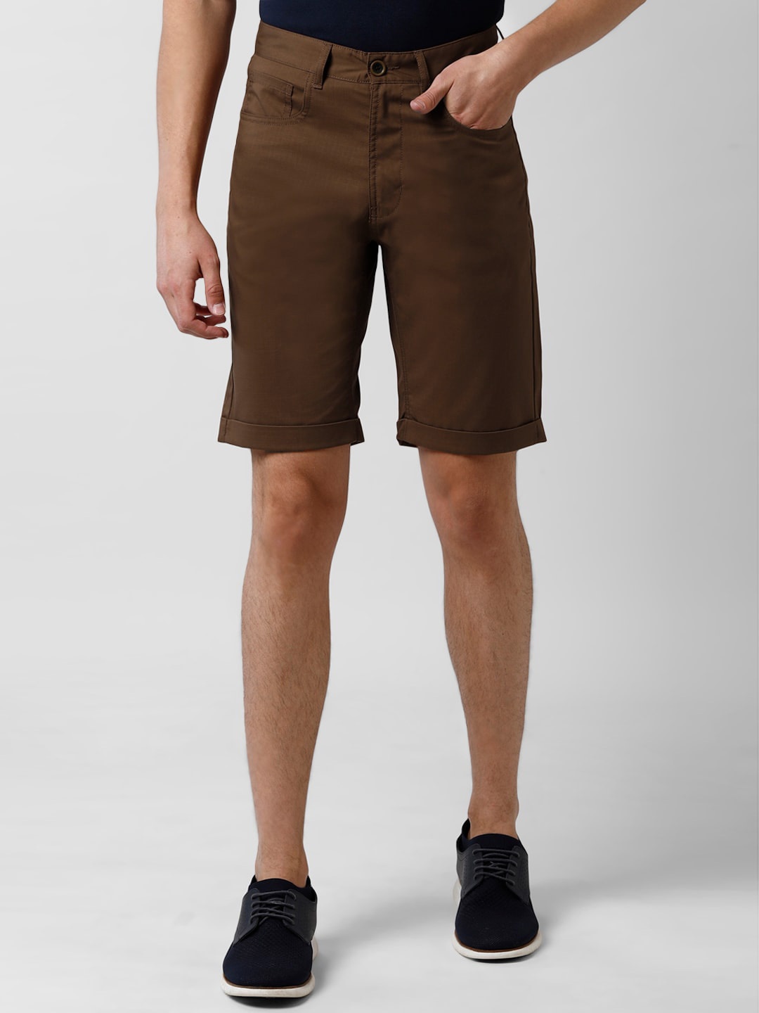 

Peter England Casuals Men Mid Rise Shorts, Brown