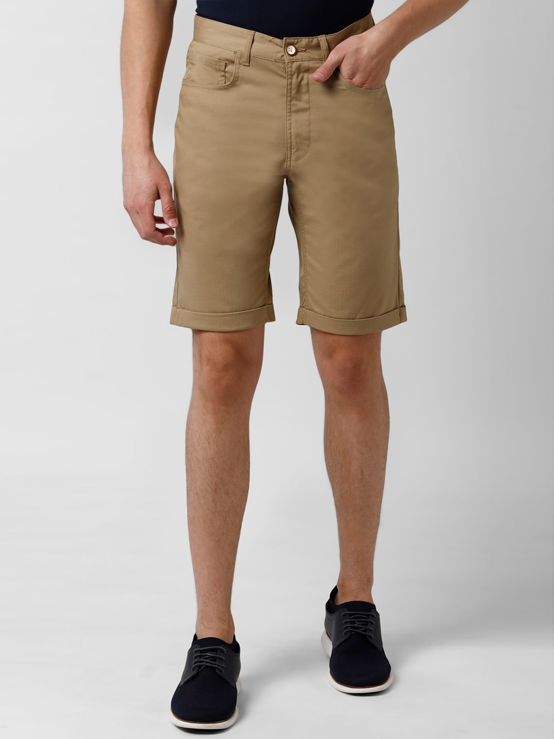 

Peter England Casuals Men Mid Rise Shorts, Beige