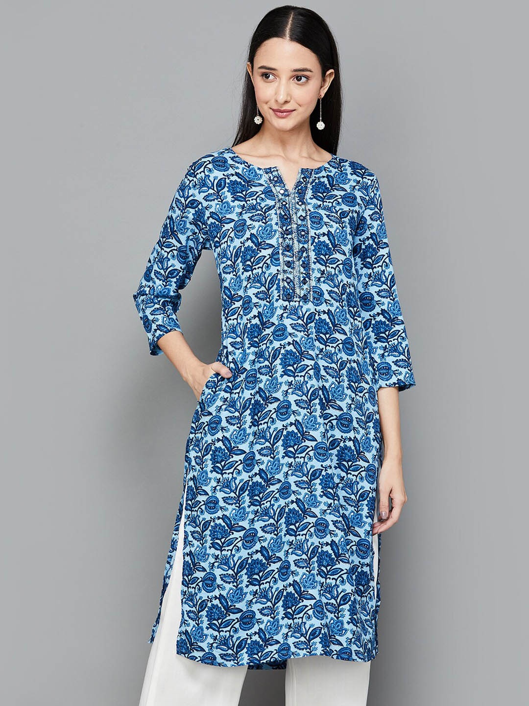 

Melange by Lifestyle Paisley Printed Kurta, Blue