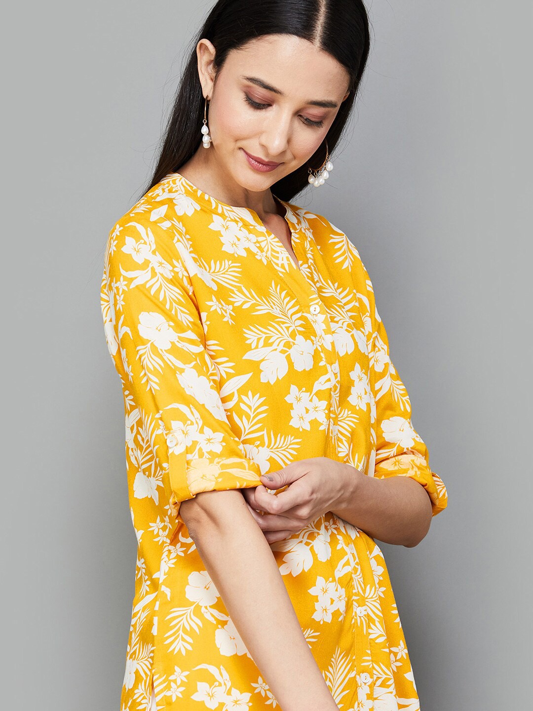 

Melange by Lifestyle Floral Printed Kurti, Yellow