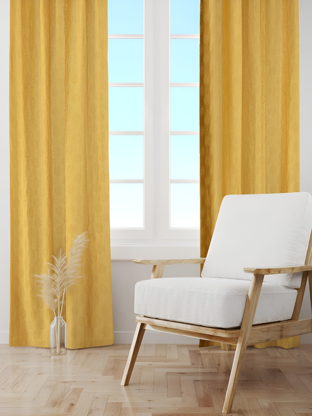 

Galaxy Home Decor Gold-Toned 2 Pieces Floral Room Darkening Long Door Curtain