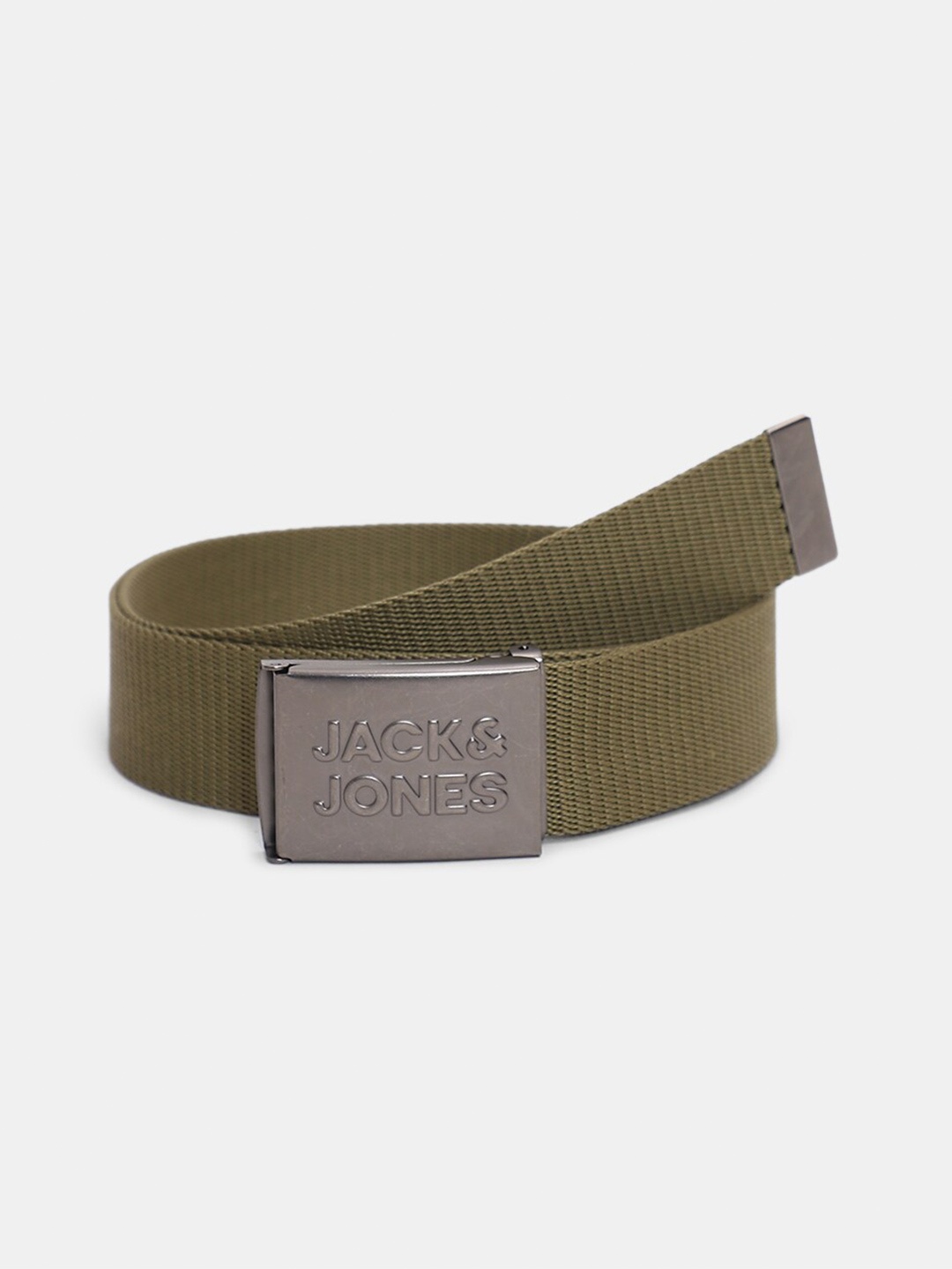 

Jack & Jones Men Self Design Leather Belt, Olive