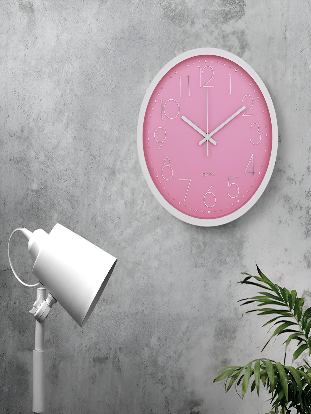 

Kuber Industries Pink & White Analogue Wall Clock