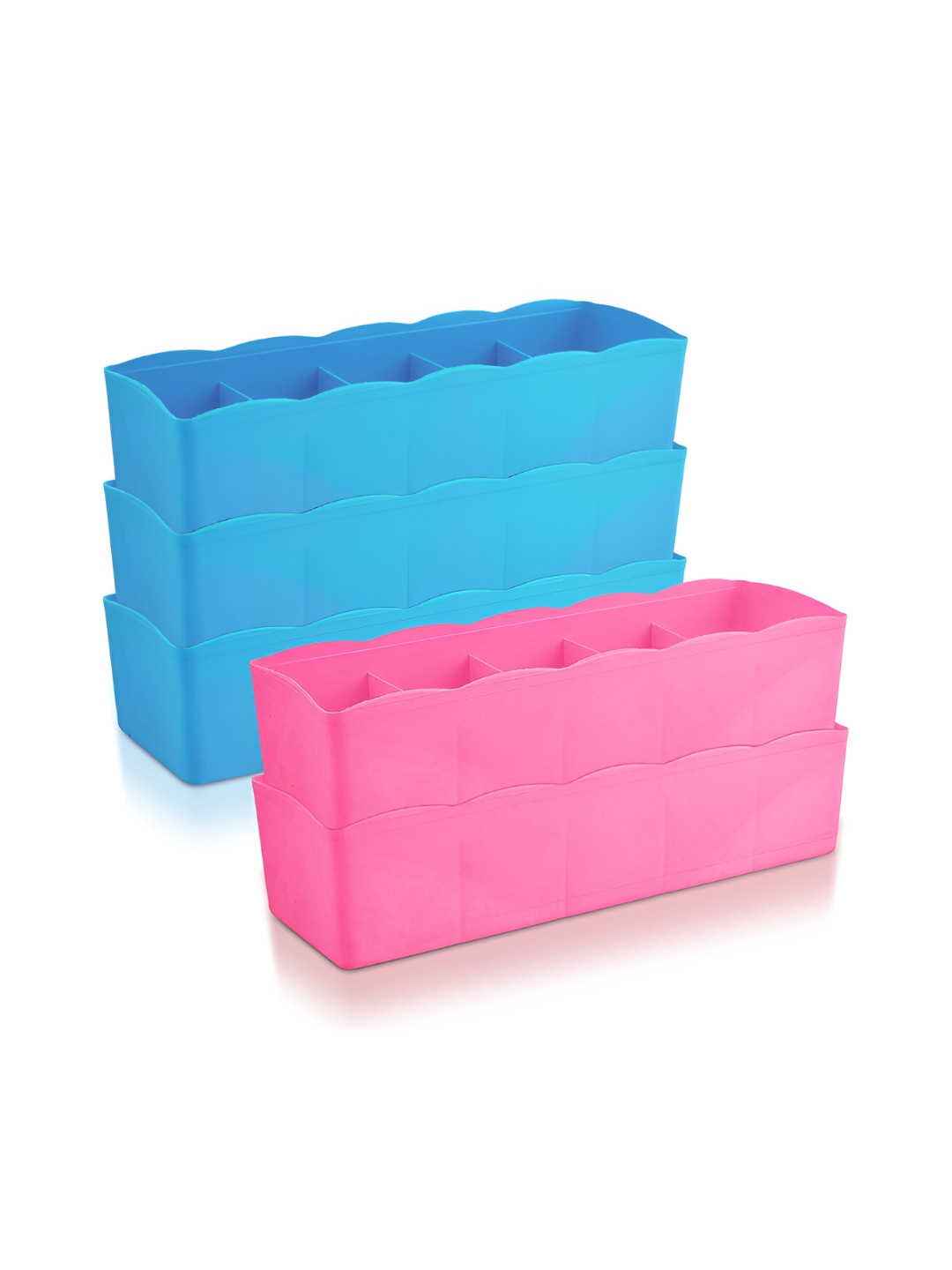 

Kuber Industries Blue & Pink 5 Pieces Reusable Multi Utility Organisers