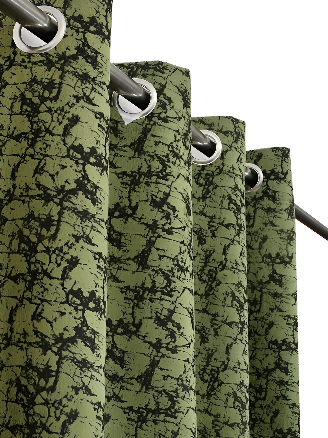 

Galaxy Home Decor Green & Black 2 Pcs Abstract Room Darkening Long Door Curtain