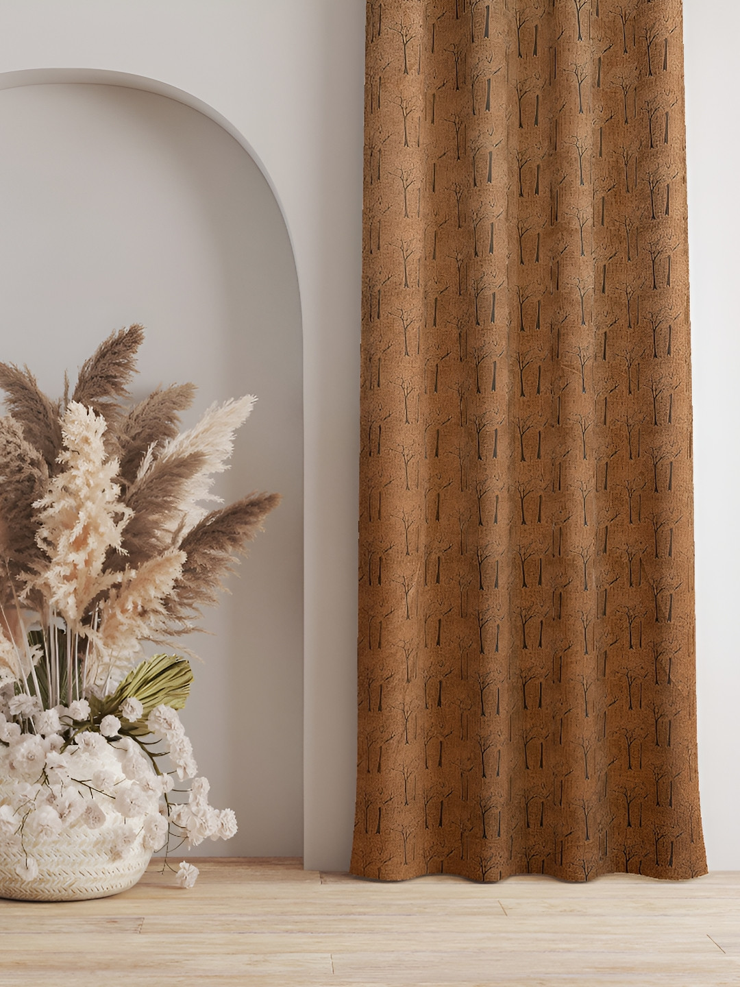

Galaxy Home Decor Beige Floral Room Darkening Long Door Curtain