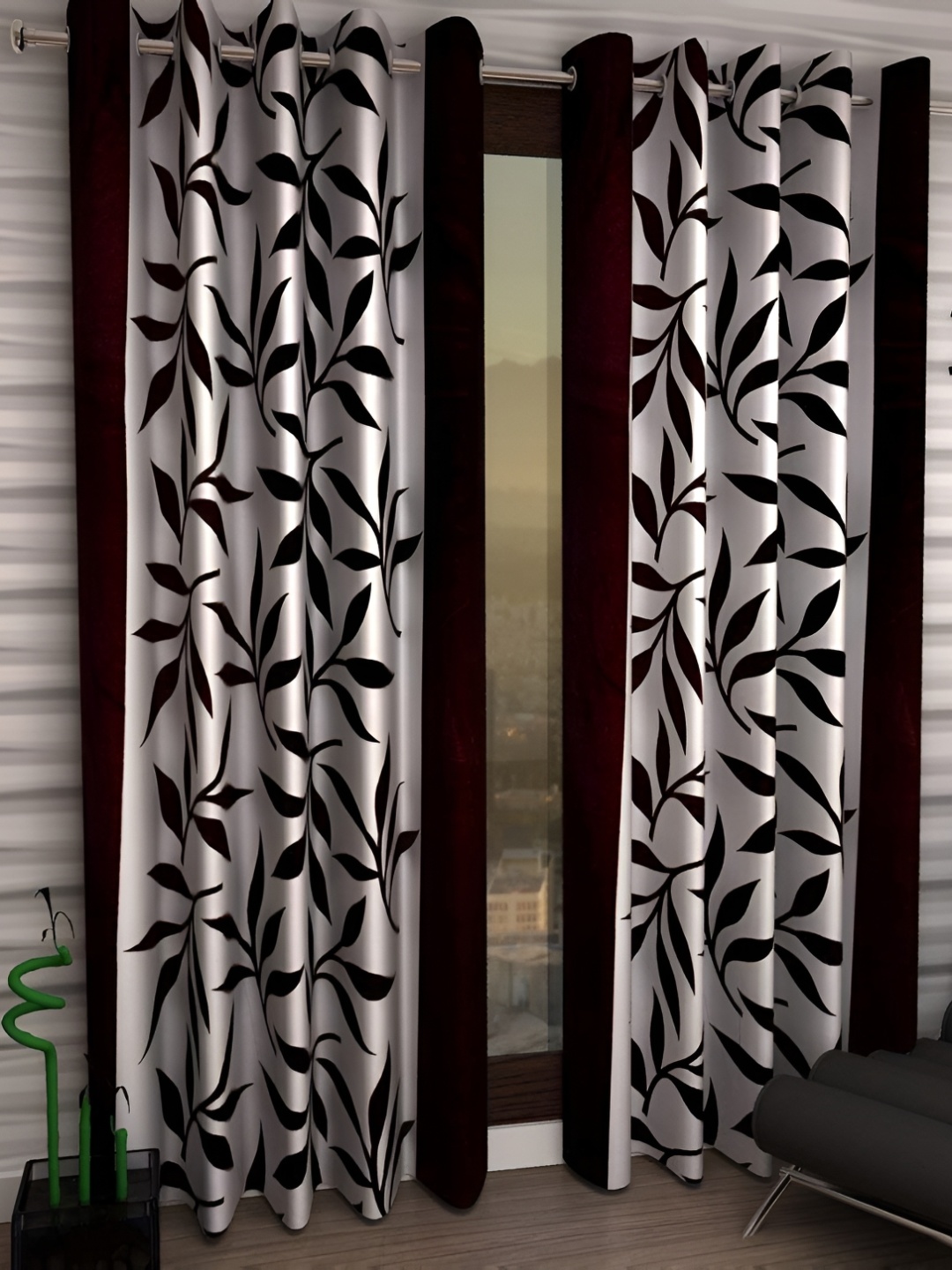 

Galaxy Home Decor Brown Floral Room Darkening Door Curtain