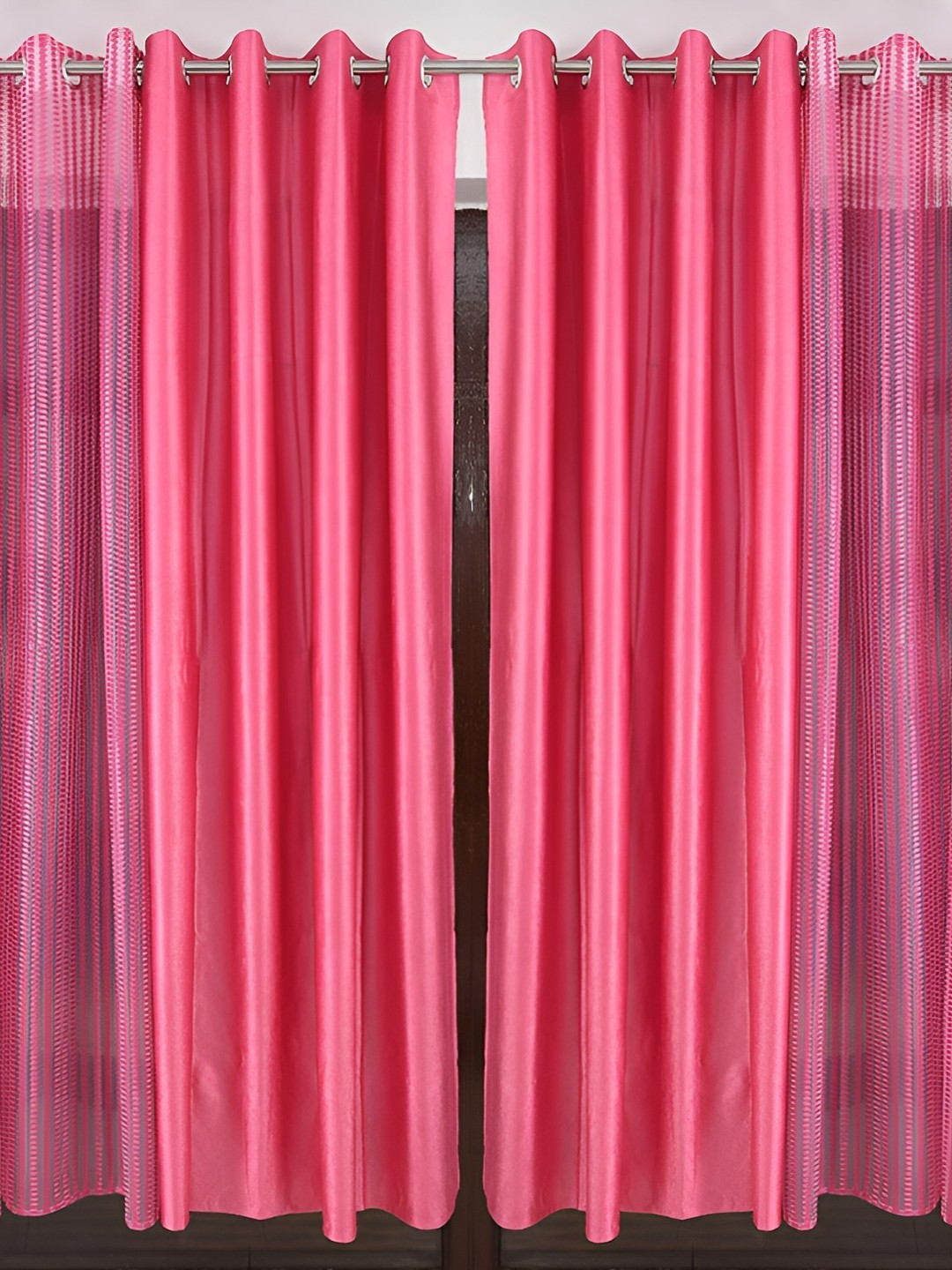 

Galaxy Home Decor Pink 4 Pieces Room Darkening Window Curtain