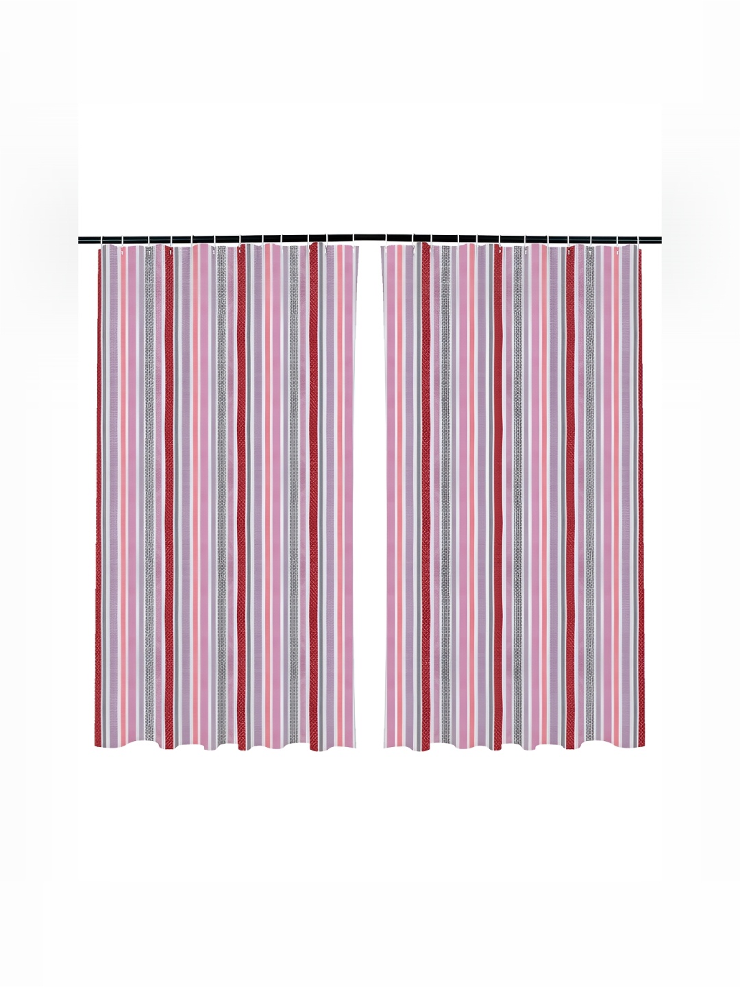 

Kuber Industries Red & White 2Pcs Striped Window Curtains