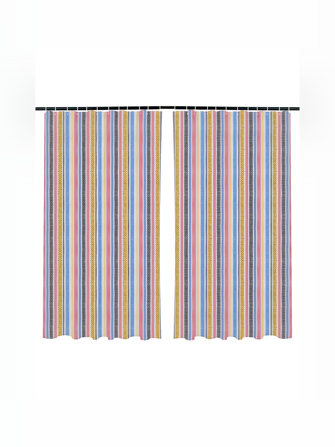 

Kuber Industries Blue & White 2Pcs Striped Window Curtains