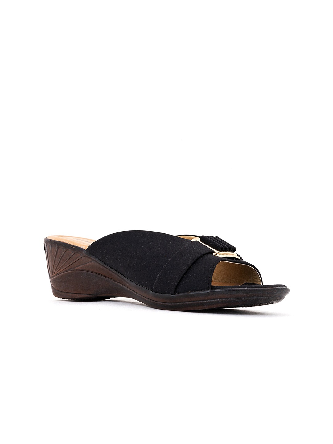

Khadims Open Toe Wedge Heels, Black