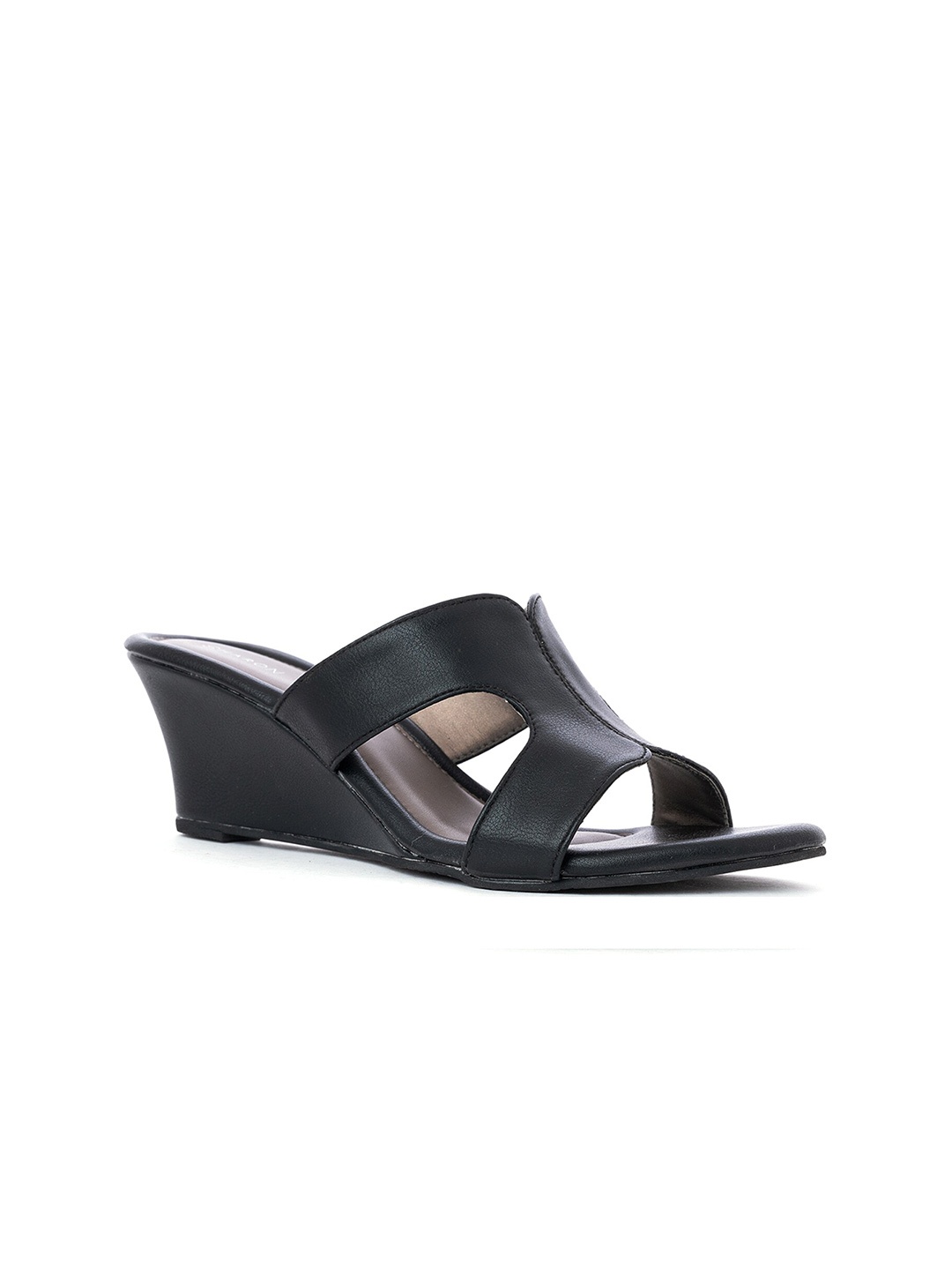 

Khadims Open Toe Wedge Heels, Black