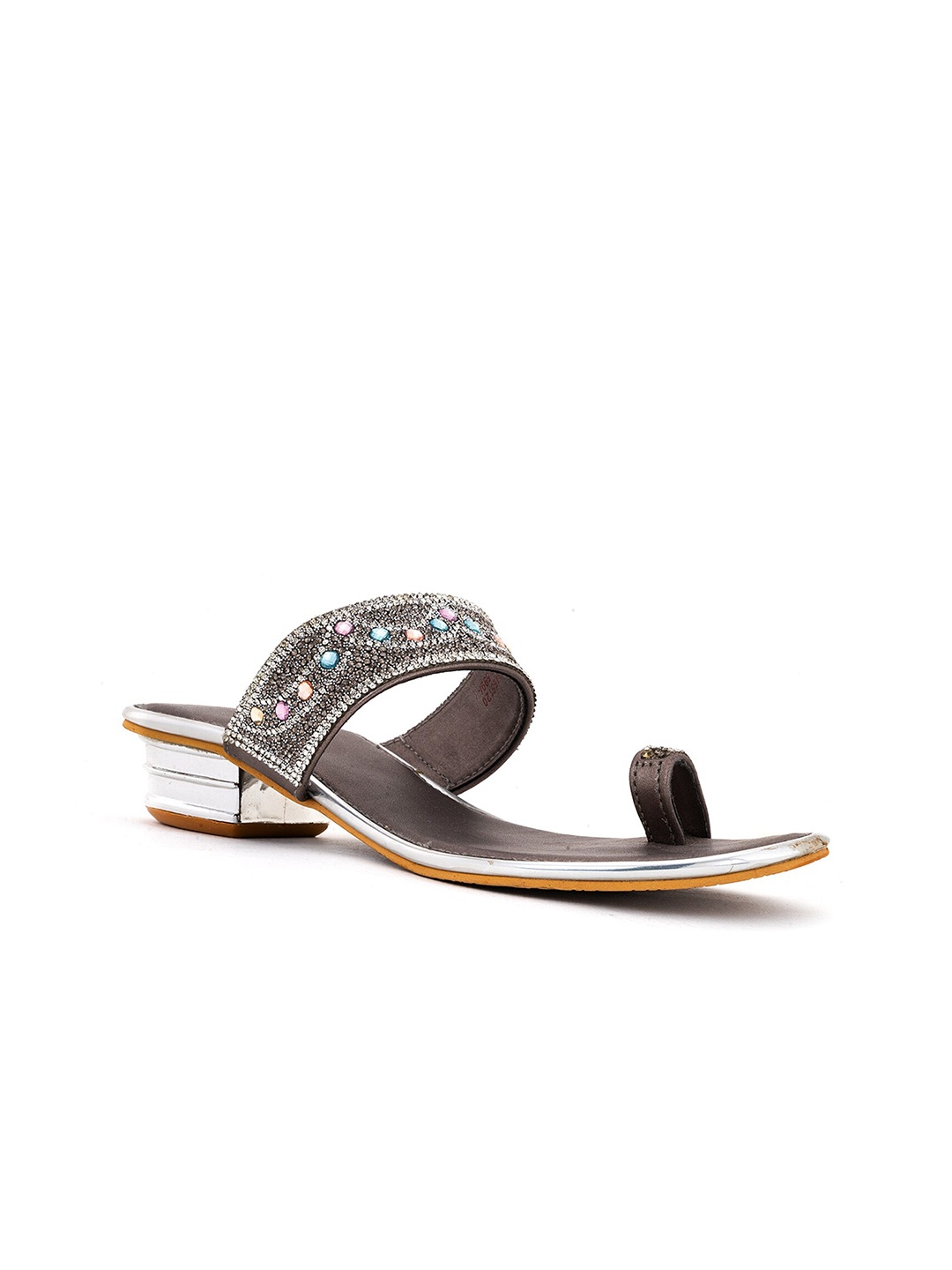 

Khadims Embellished Open Toe Block Heels, Grey