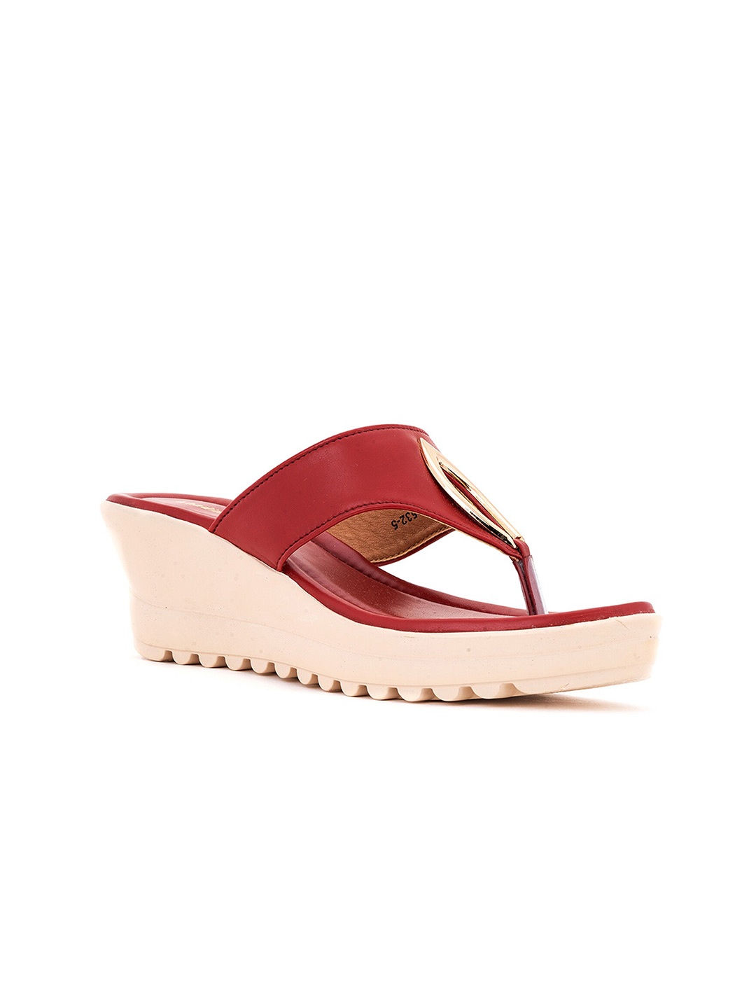 

Khadims Open Toe Wedge Heels, Red