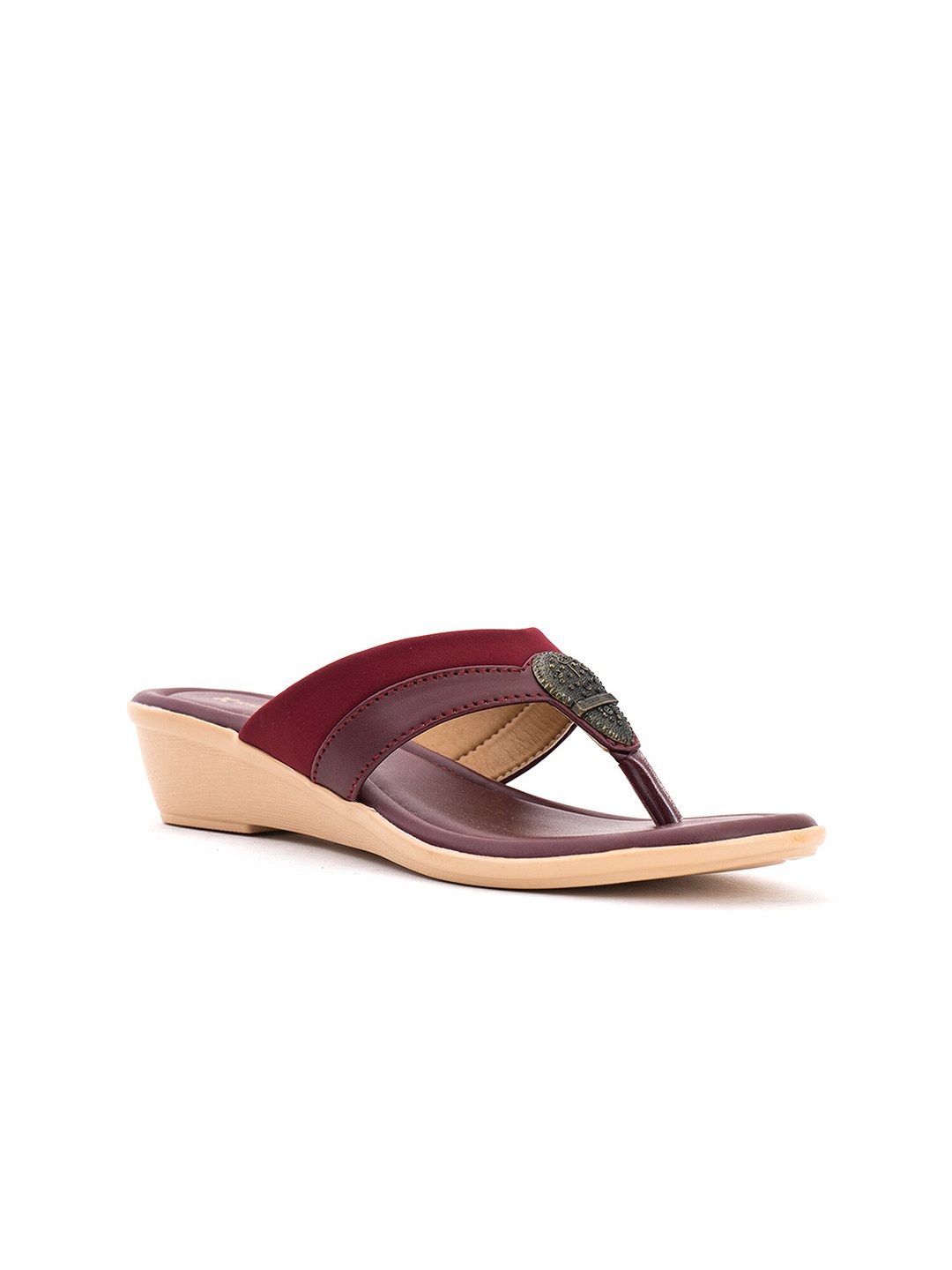 

Khadims Open Toe Wedge Heels, Red