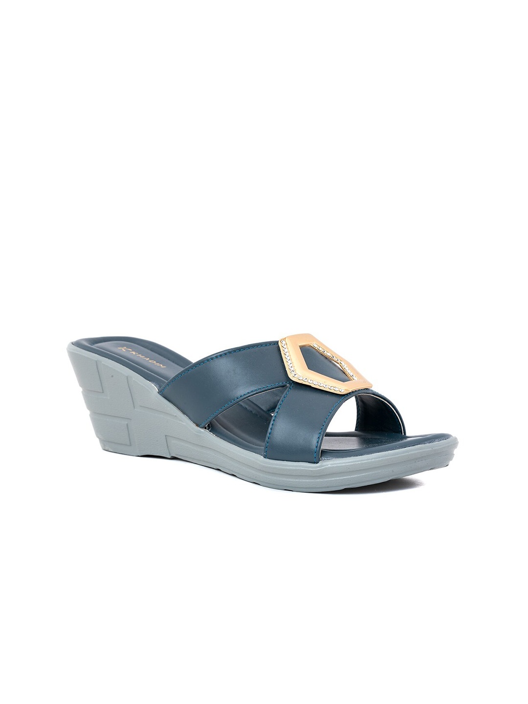 

Khadims Open Toe Wedge Heels, Navy blue