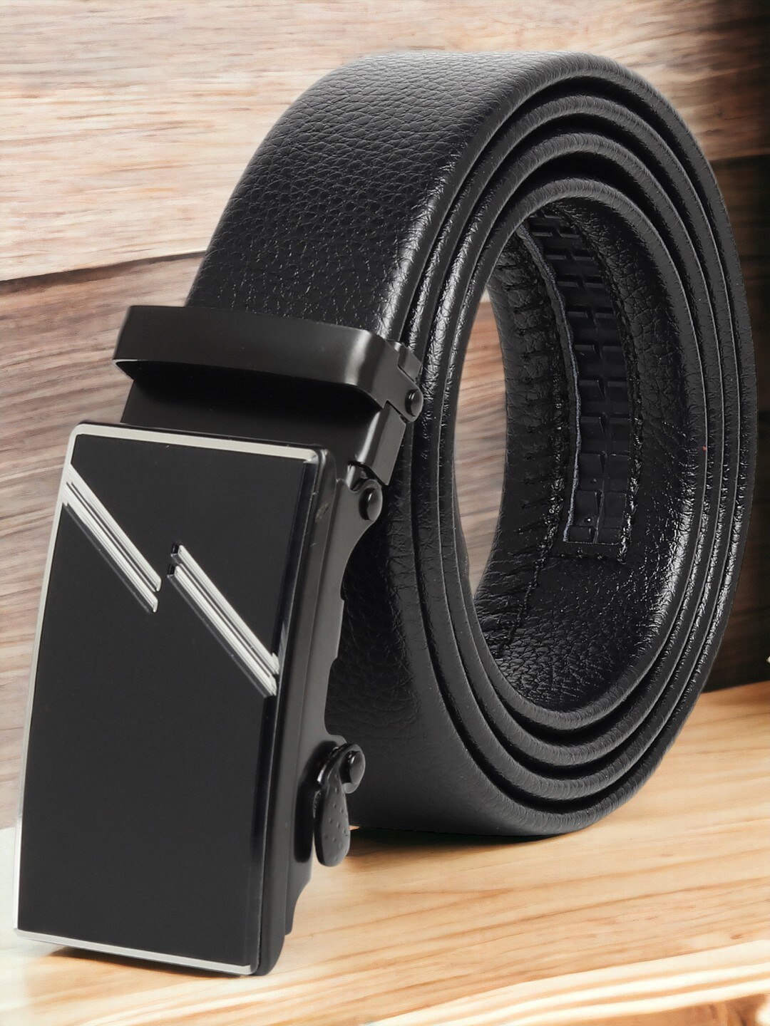 

Mast & Harbour Men Textured Casual Belt, Black