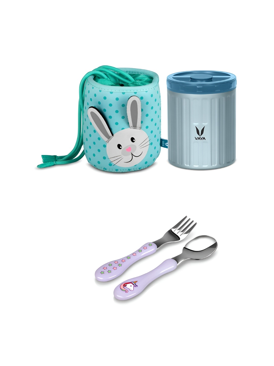 

VAYA PRESERVE Lunch Box for Kids with Bunny Theme Bag, Blue