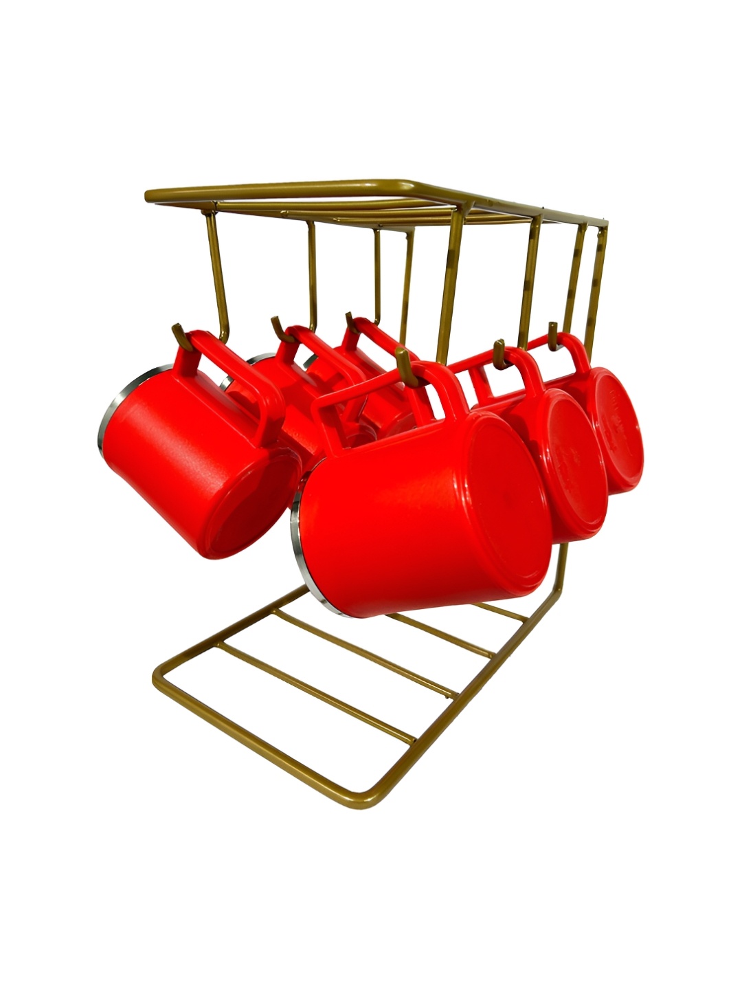 

Kuber Industries Gold toned Iron Cup Stand With 6 Hooks