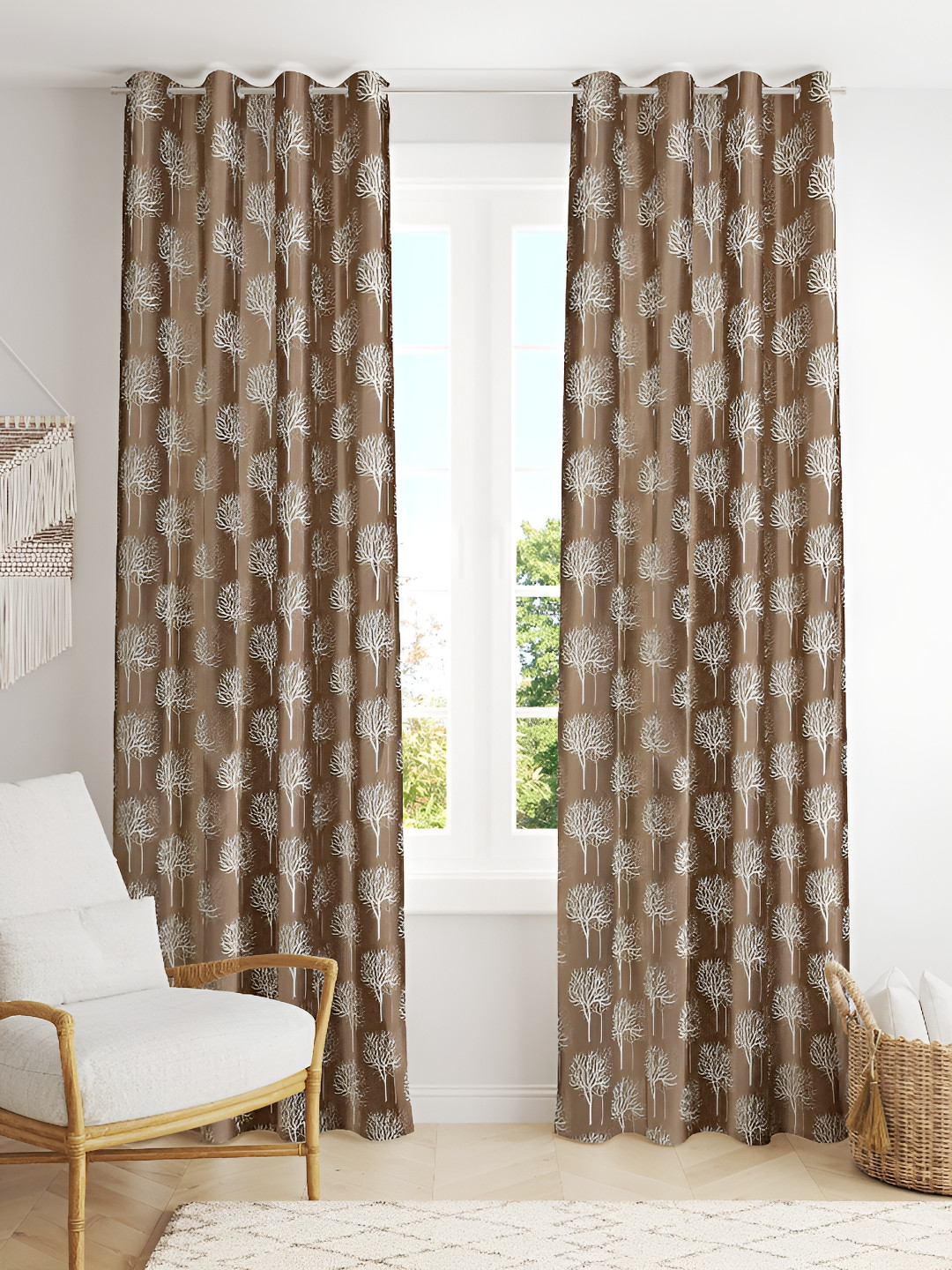 

Galaxy Home Decor Brown & White Floral Room Darkening Door Curtain