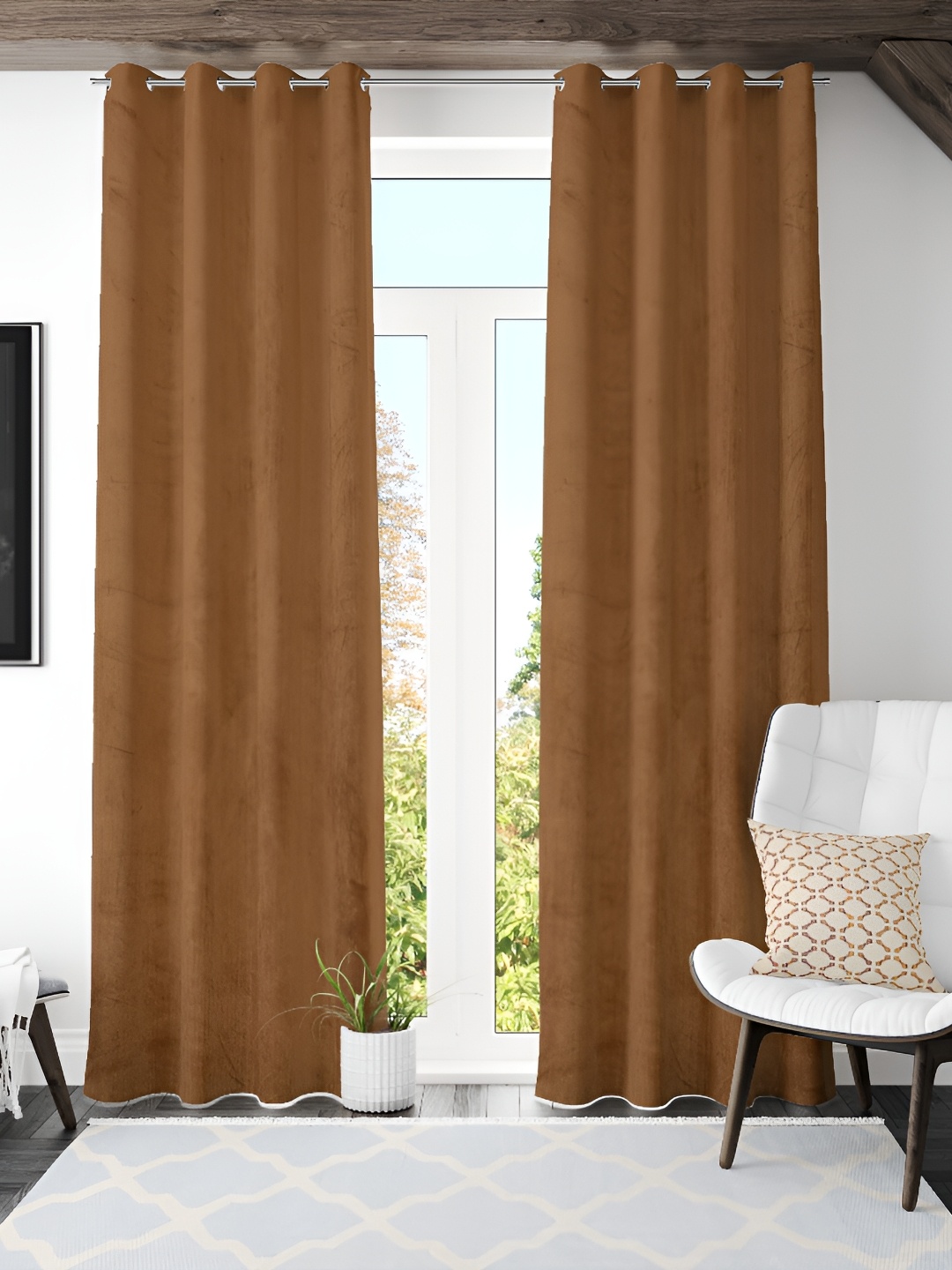 

Galaxy Home Decor Brown Room Darkening Window Curtain