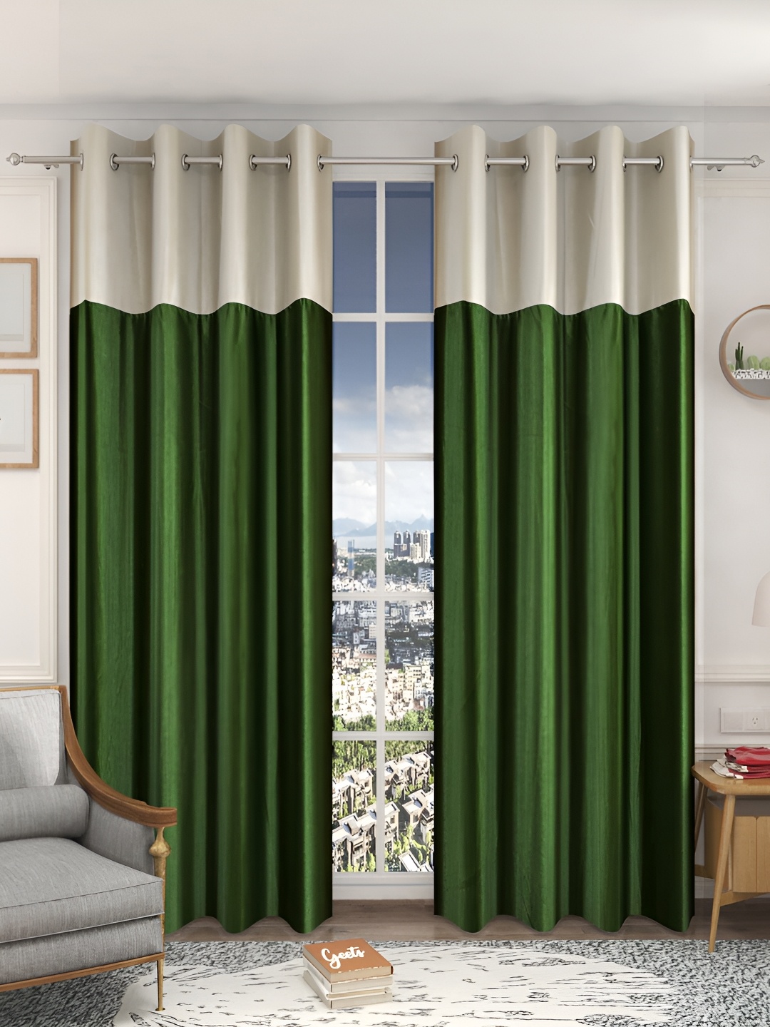 

Galaxy Home Decor Green 2 Pieces Room Darkening Window Curtain