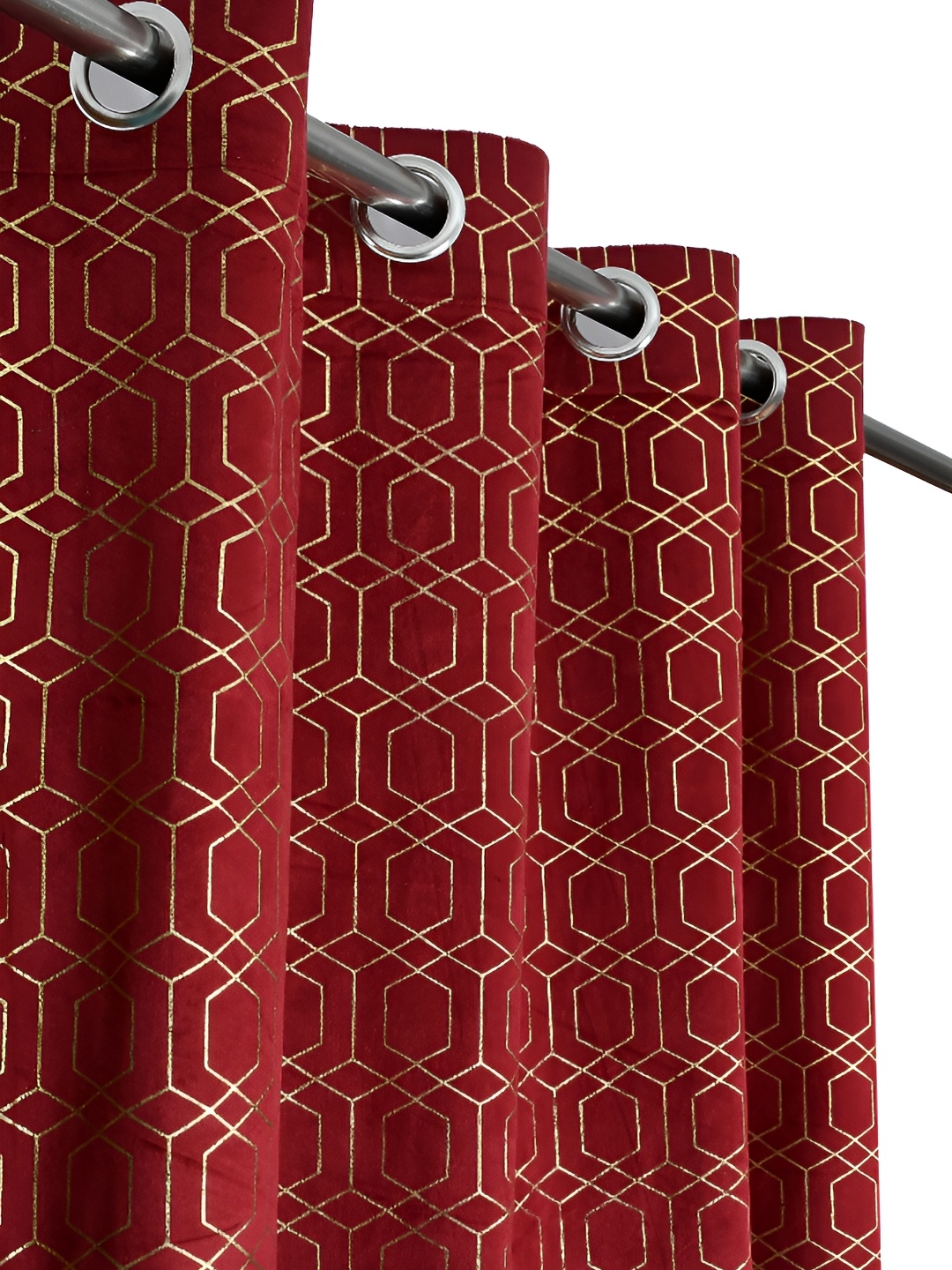 

Galaxy Home Decor Maroon 2 Pieces Geometric Printed Room Darkening Window Curtain