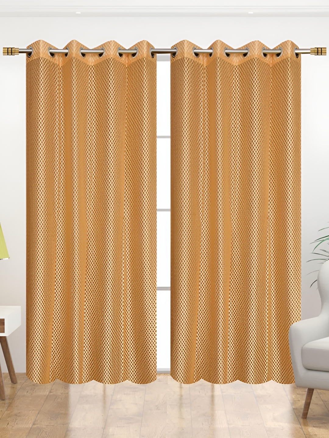 

Galaxy Home Decor Cream 2 Pcs Solid Room Darkening Long Door Curtain