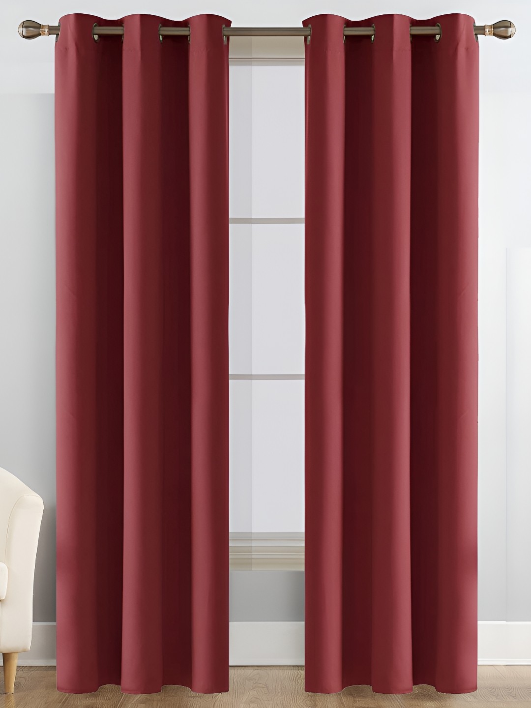 

Galaxy Home Decor Maroon Floral Room Darkening Window Curtain