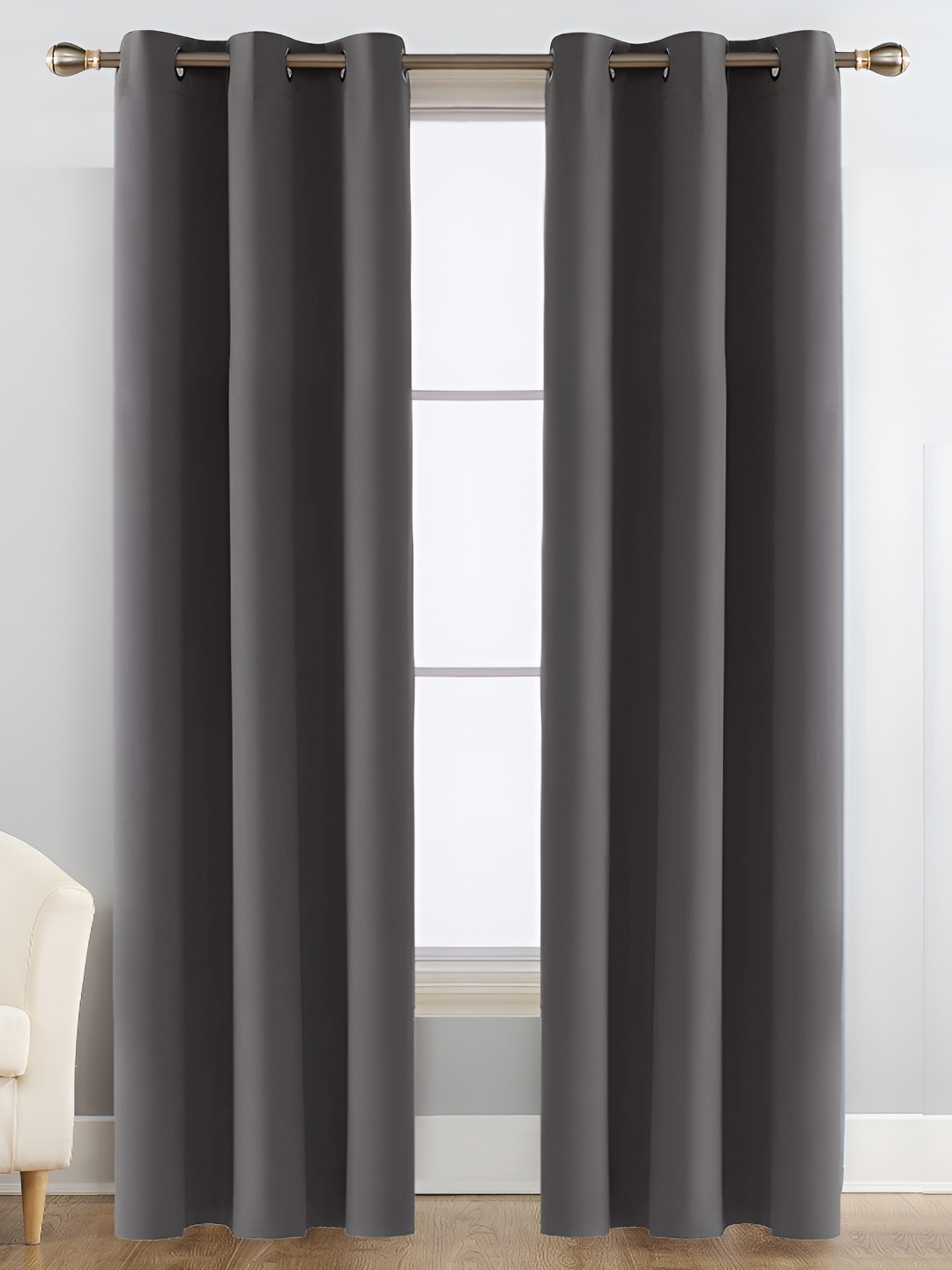 

Galaxy Home Decor Grey Floral Room Darkening Long Door Curtain