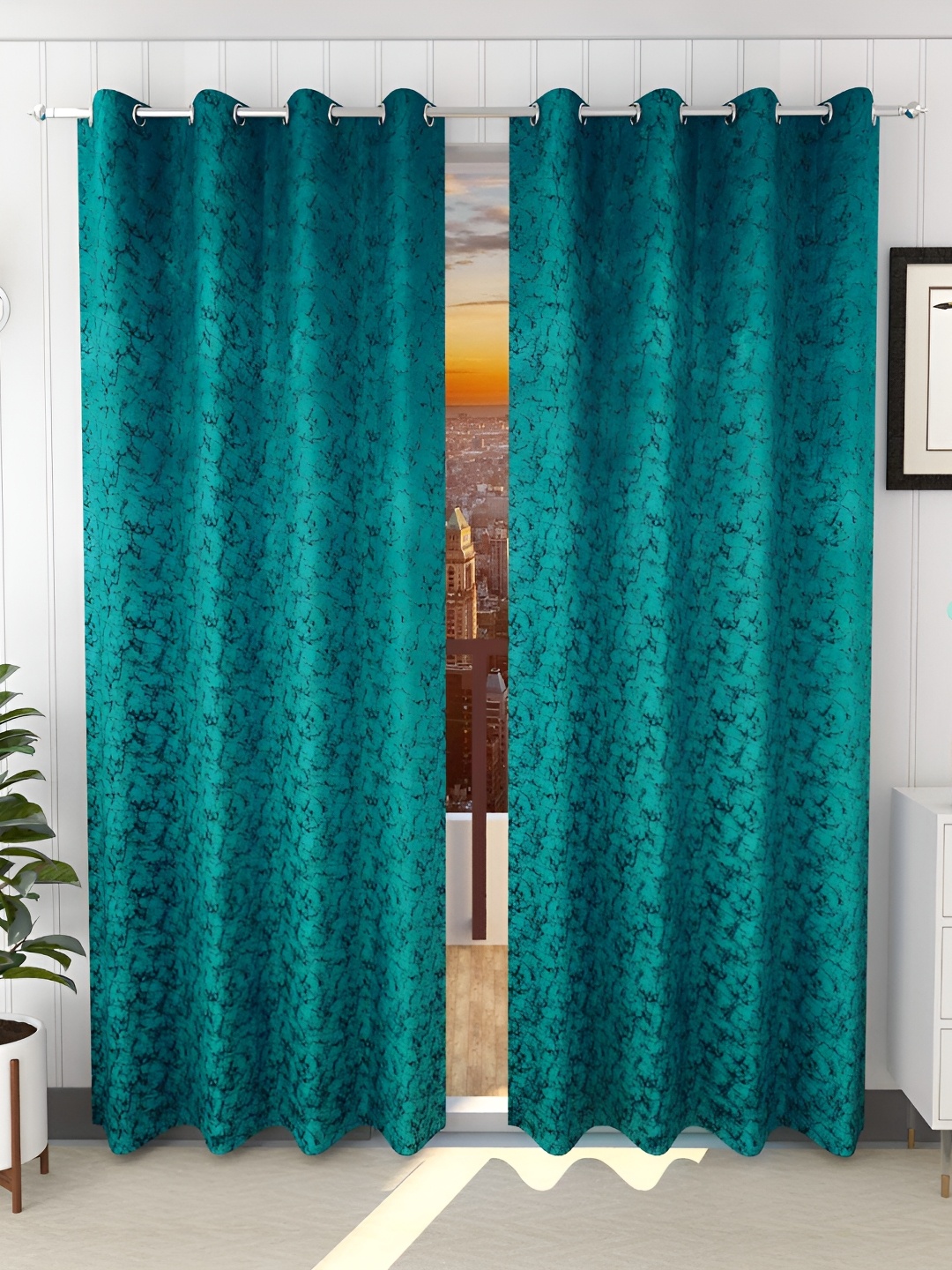 

Galaxy Home Decor Blue & Turquoise Blue Abstract Room Darkening Window Curtain