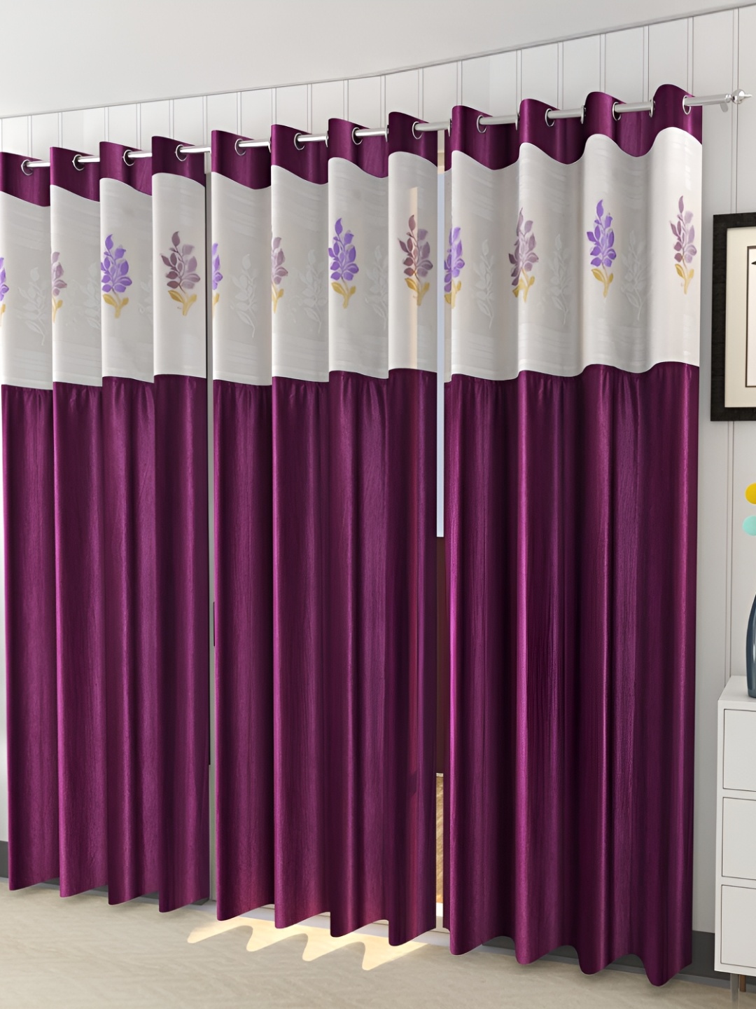 

Galaxy Home Decor Burgundy 2 Pieces Floral Room Darkening Window Curtains