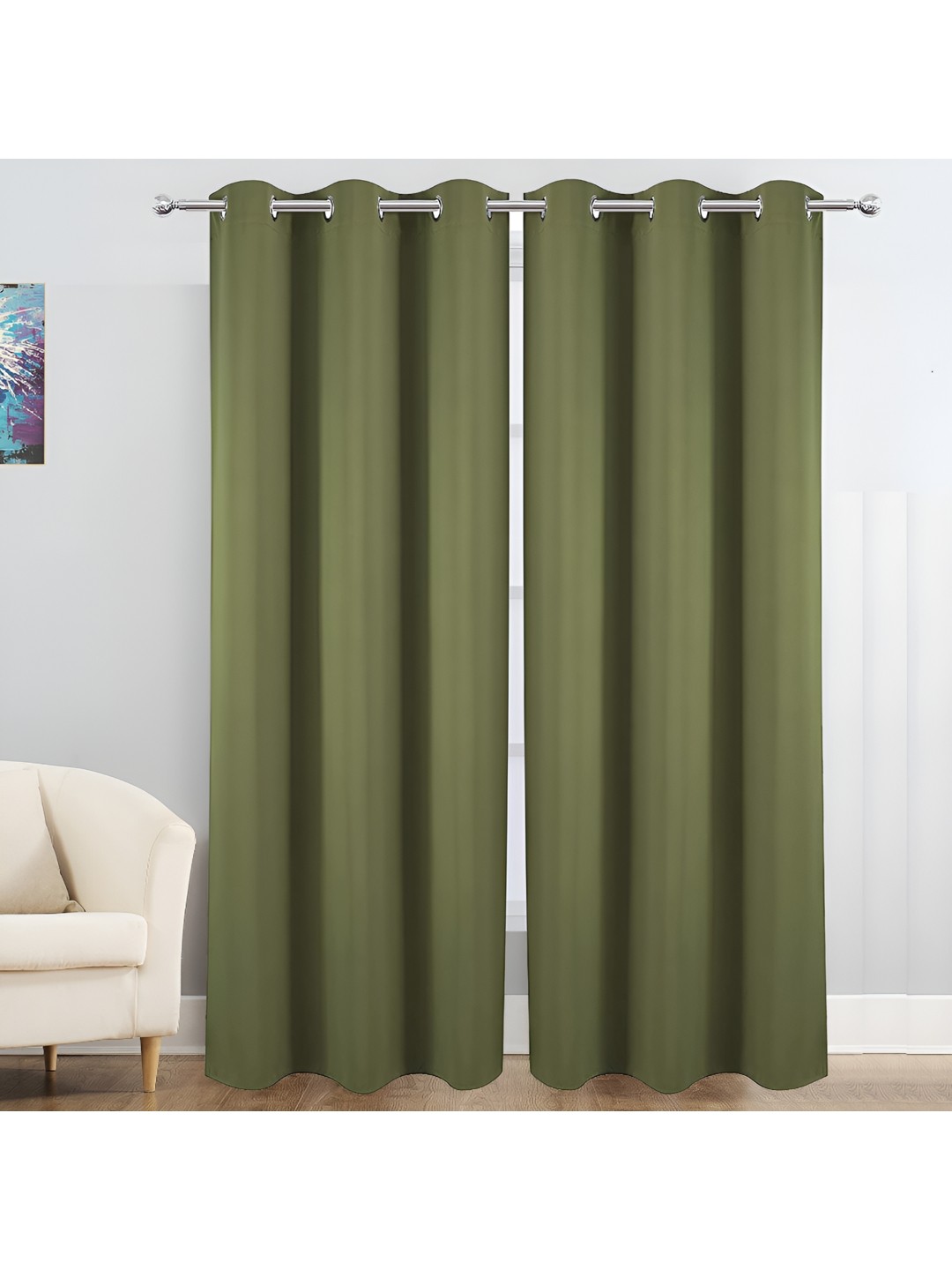 

Galaxy Home Decor Green 2 Pcs Floral Room Darkening Door Curtain