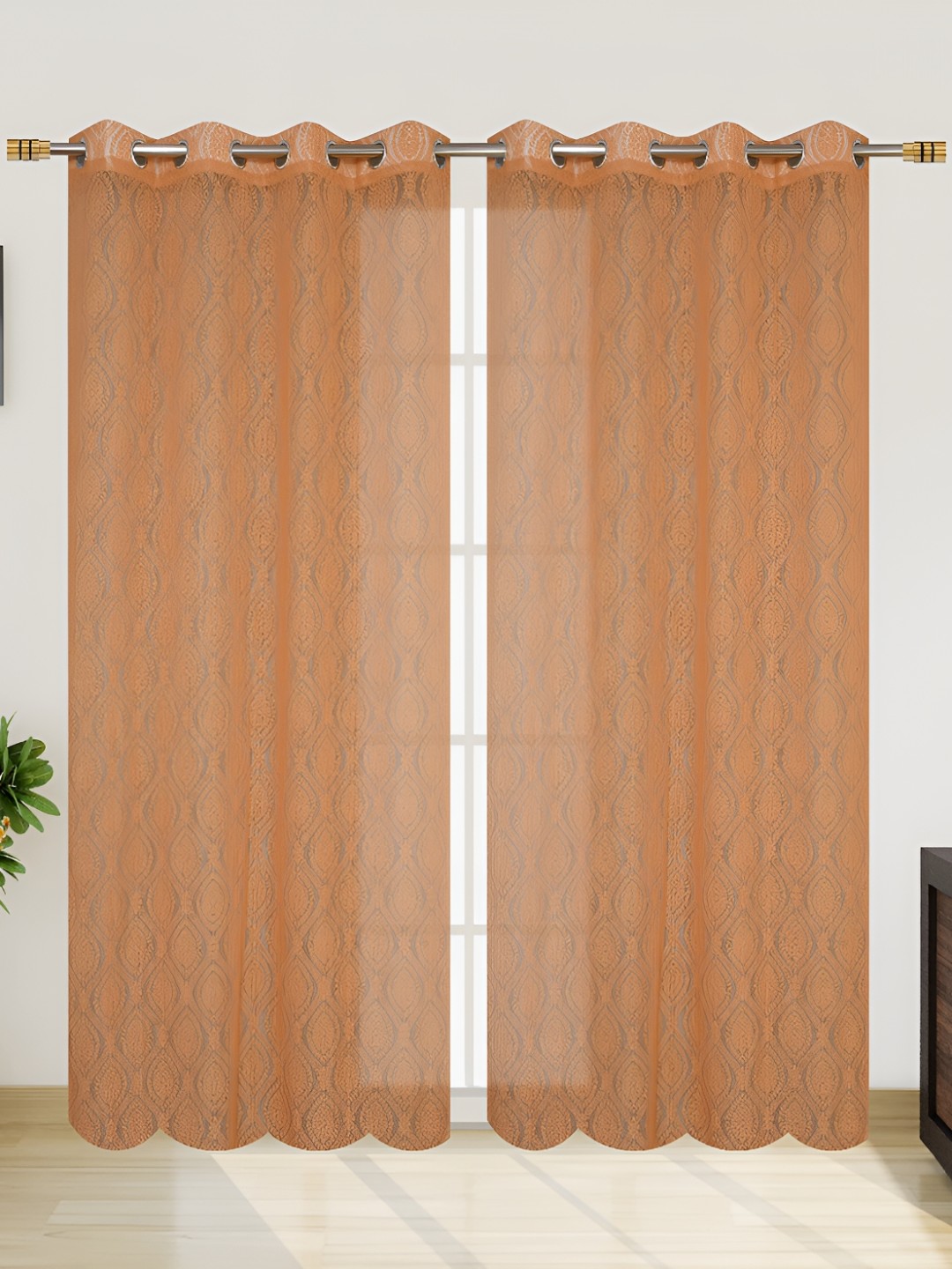 

Galaxy Home Decor Gold-Toned 2Pcs Floral Room Darkening Window Curtains
