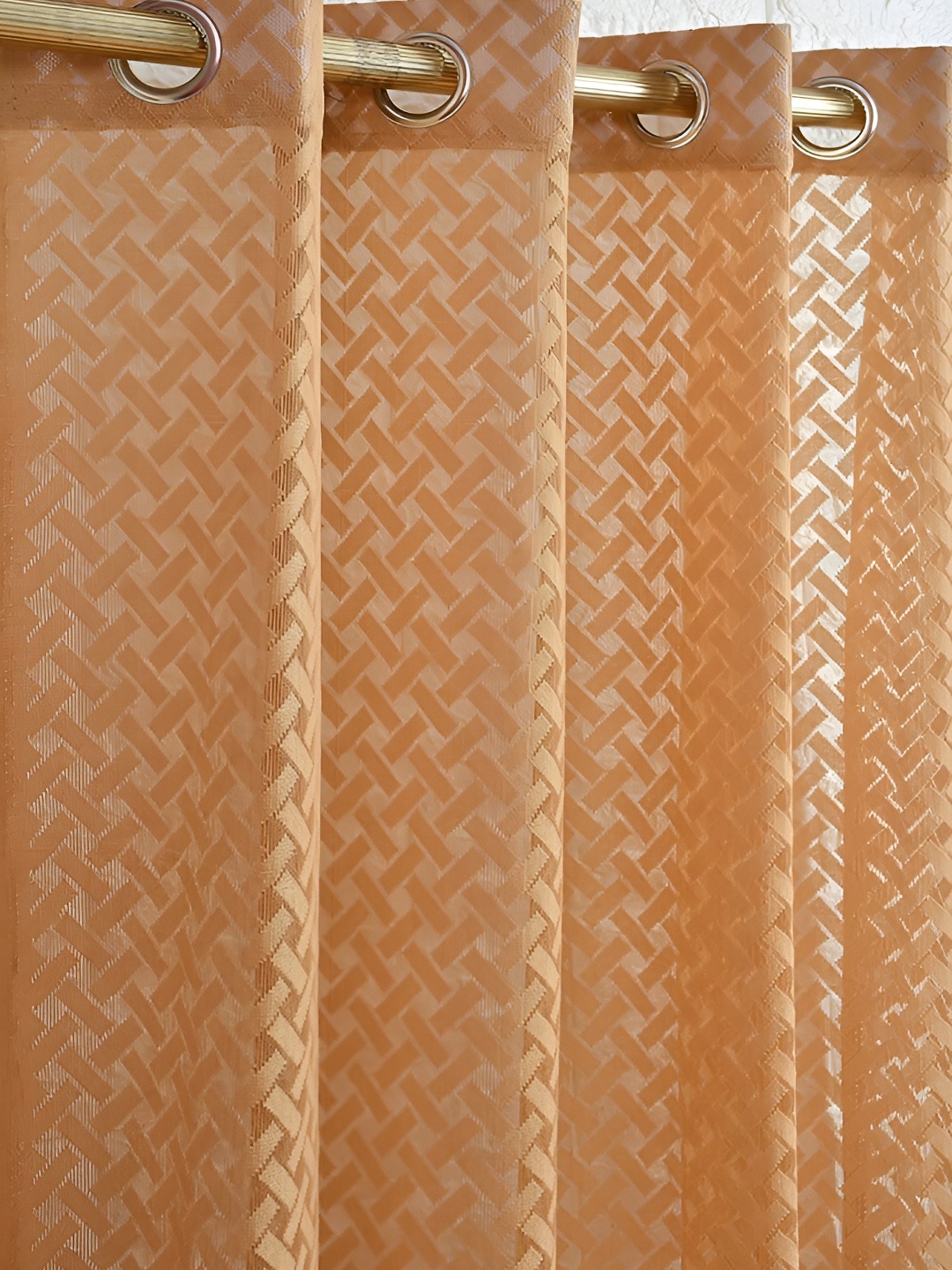 

Galaxy Home Decor Cream 2 Pcs Geometric Room Darkening Long Door Curtain